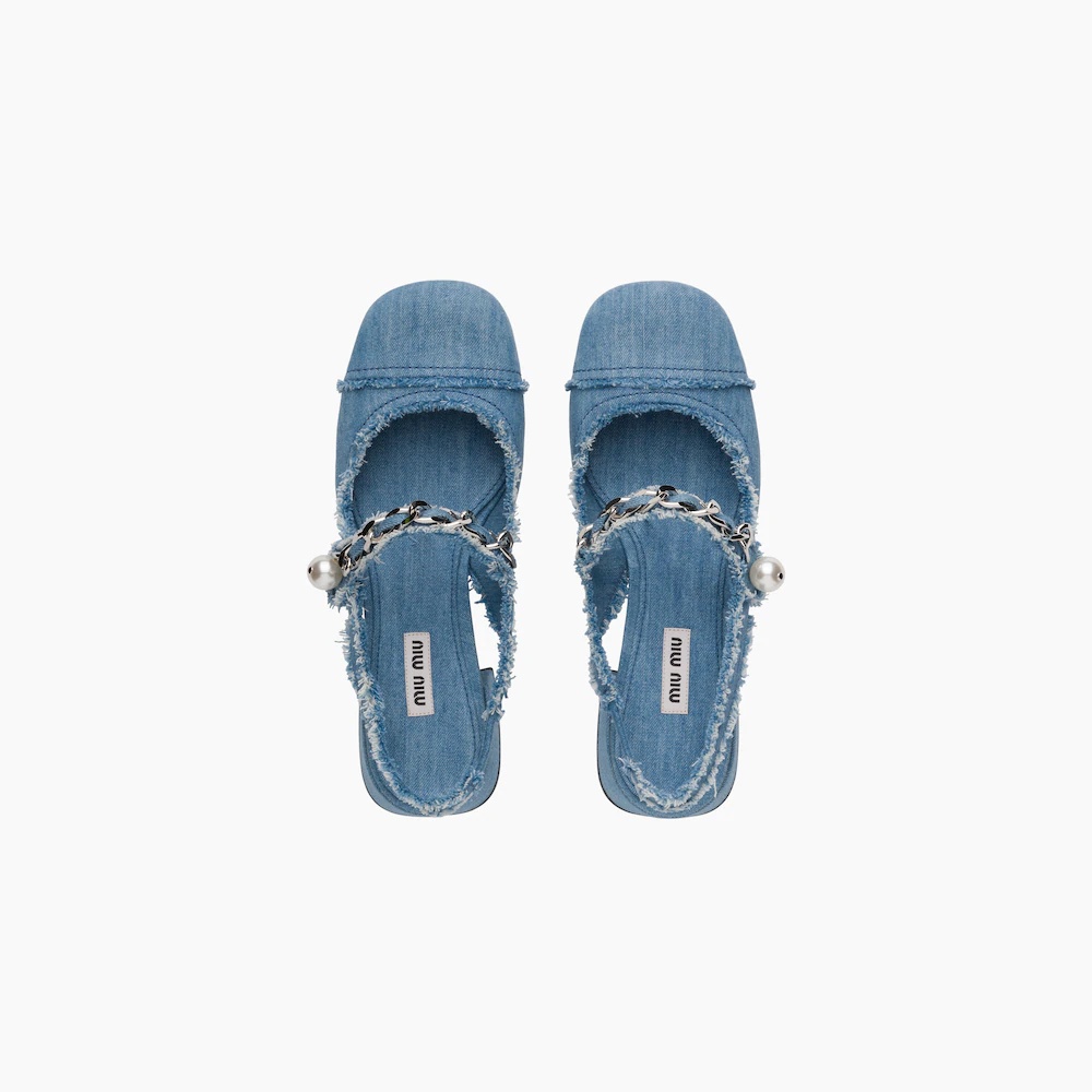 Denim slingback pumps - 4