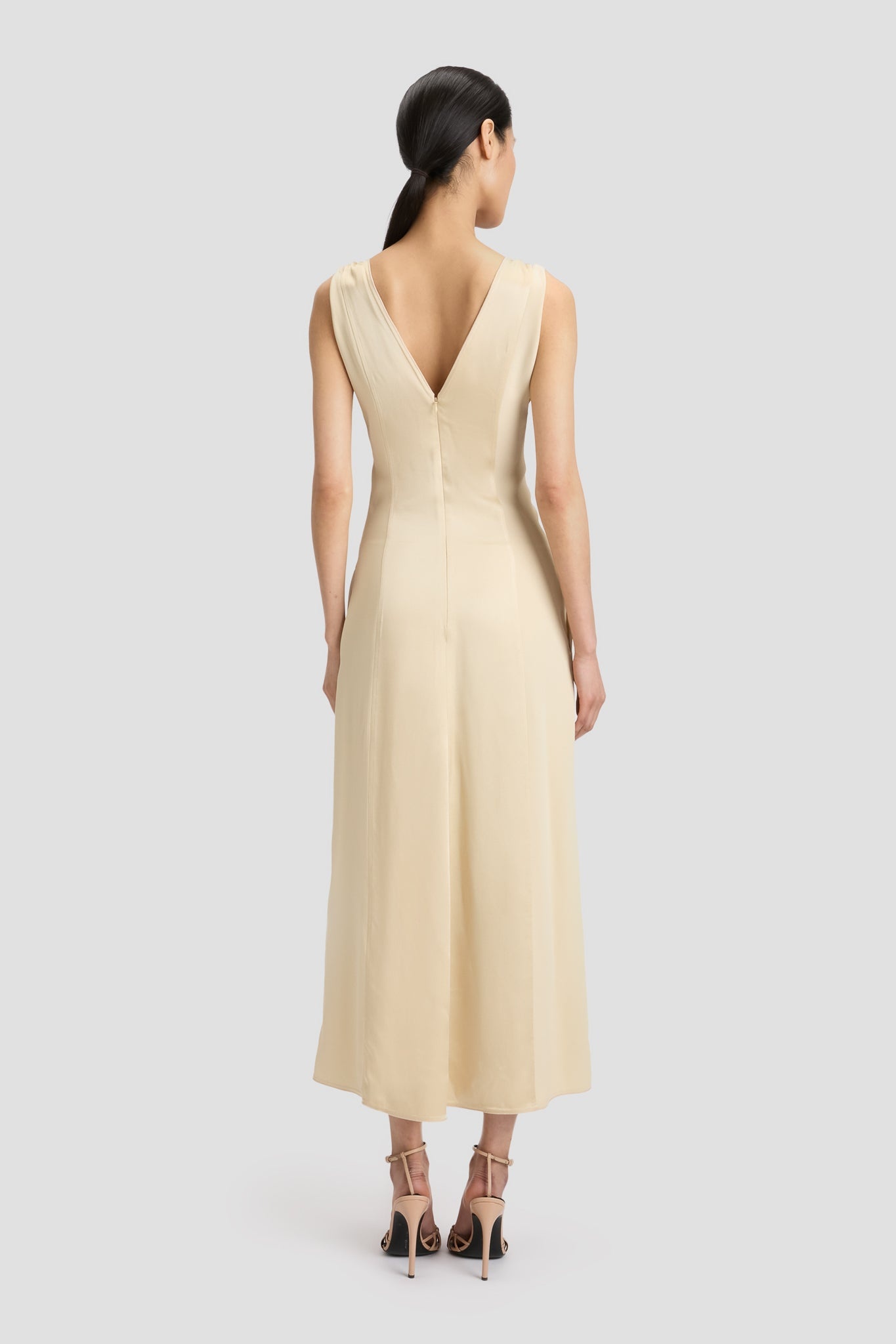 Twist Shoulder Dress In Macadamia - 5
