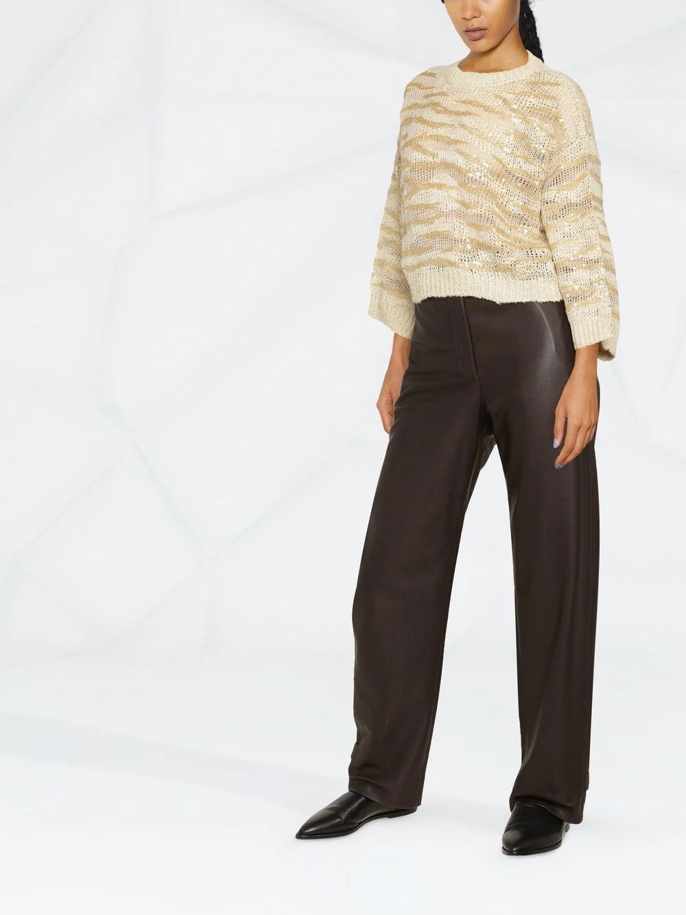 sequin-embellished cropped jumper - 3