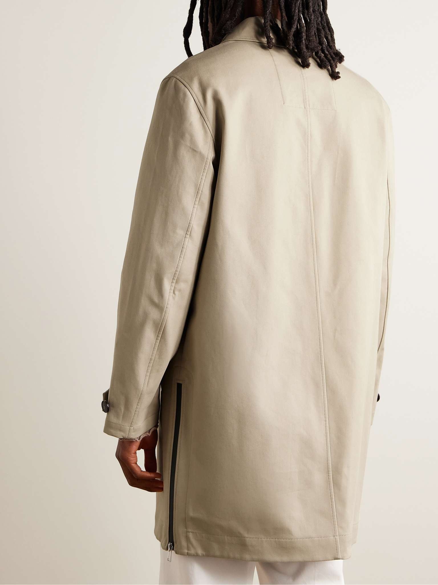 Leather-Trimmed Double-Faced Cotton-Twill Coat - 4