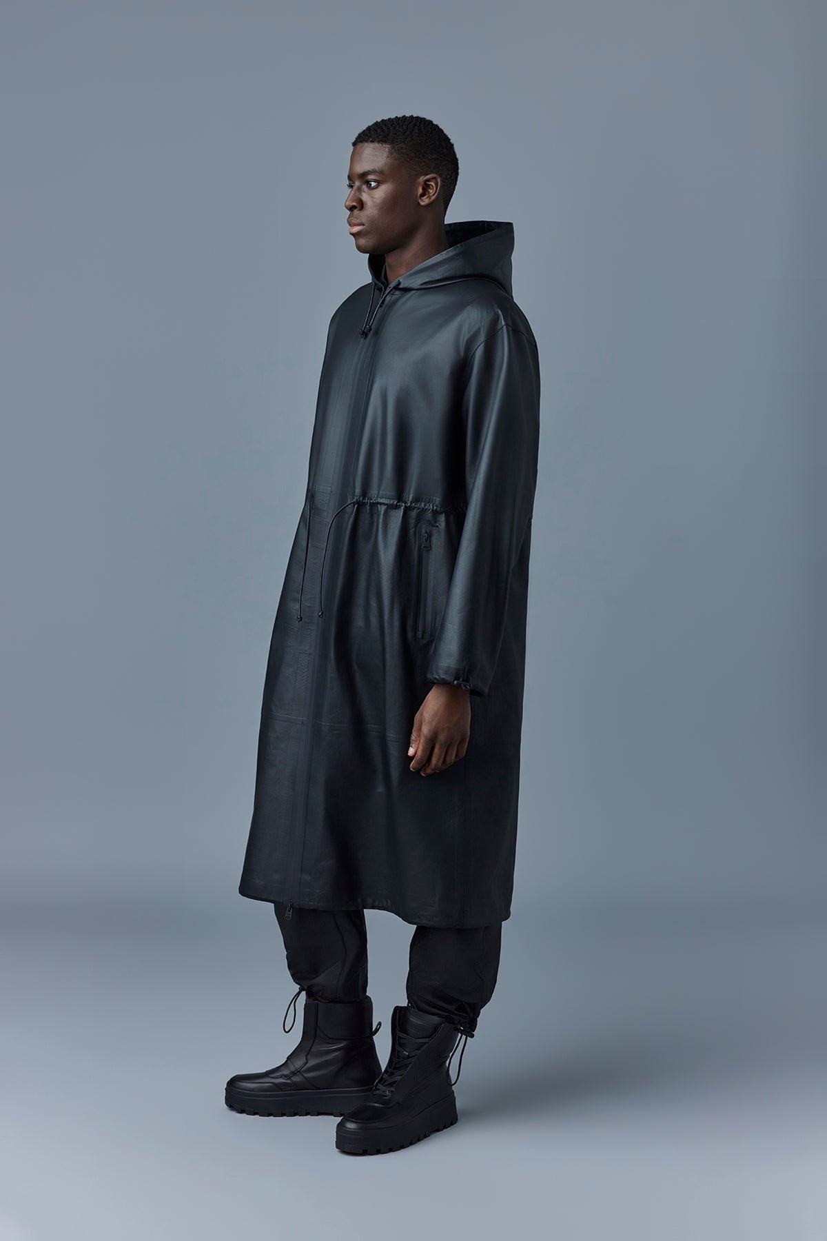 MACKAGE ALBAN Monochromatic leather coat with hood | REVERSIBLE