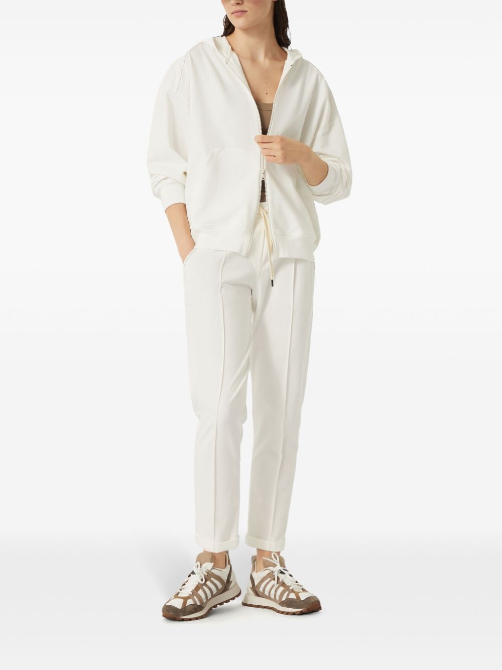 BRUNELLO CUCINELLI ハイネックホタンコト MD5329728P C005 Dazzling knit dress for Woman in Cool Beige | Brunello Cucinelli