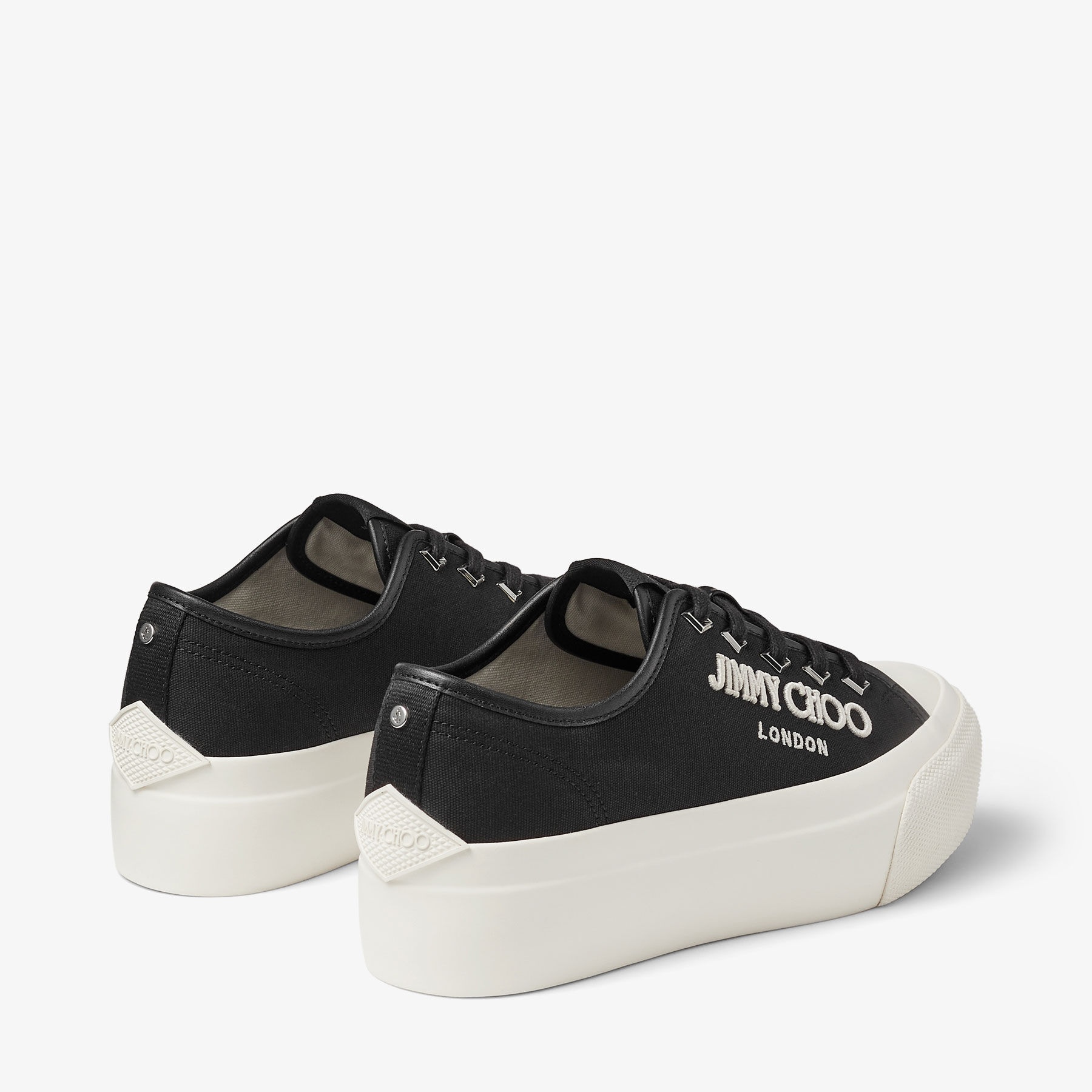 JIMMY CHOO Palma Maxi/F Black and Latte Canvas Platform