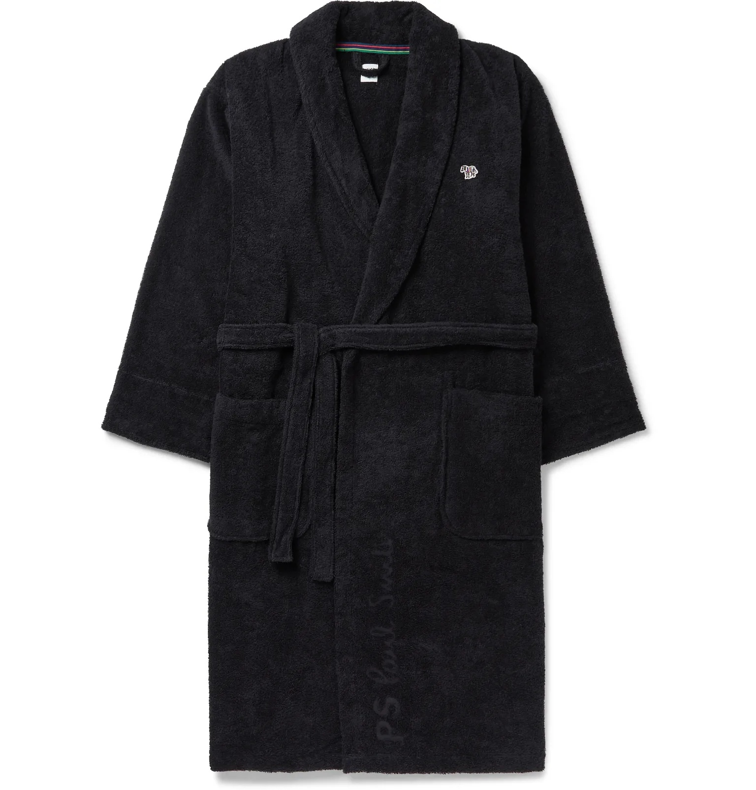 Belted Appliquéd Cotton-Terry Robe - 1