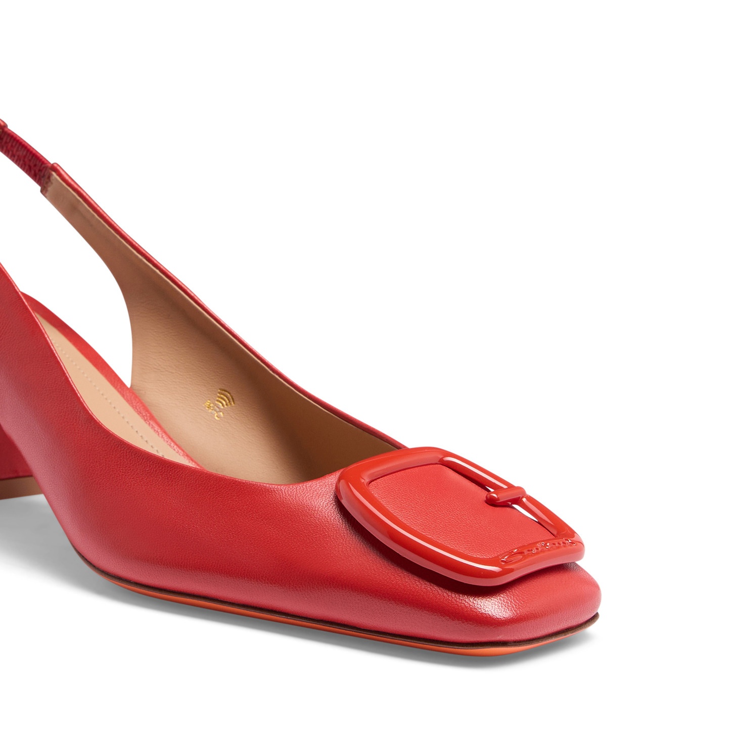 Women's red leather mid-heel slingback - 7