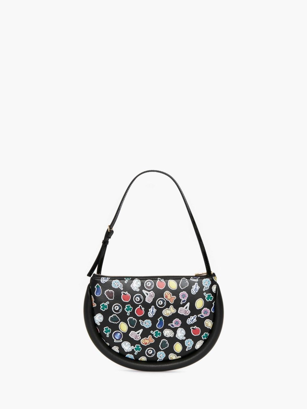 BUMPER-MOON LEATHER SHOULDER BAG WITH STICKERS PRINT - 5