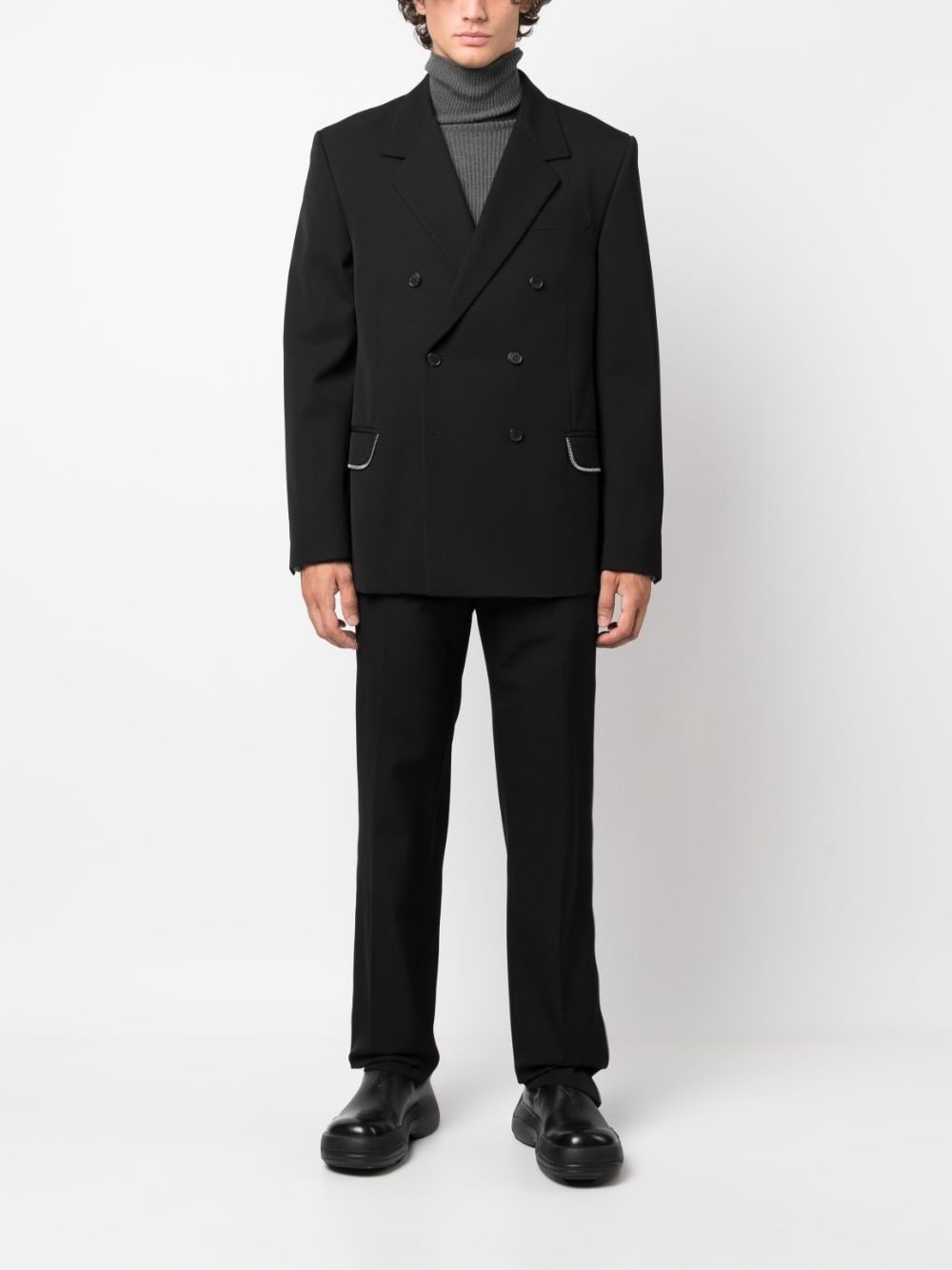 virgin wool double-breasted blazer - 2