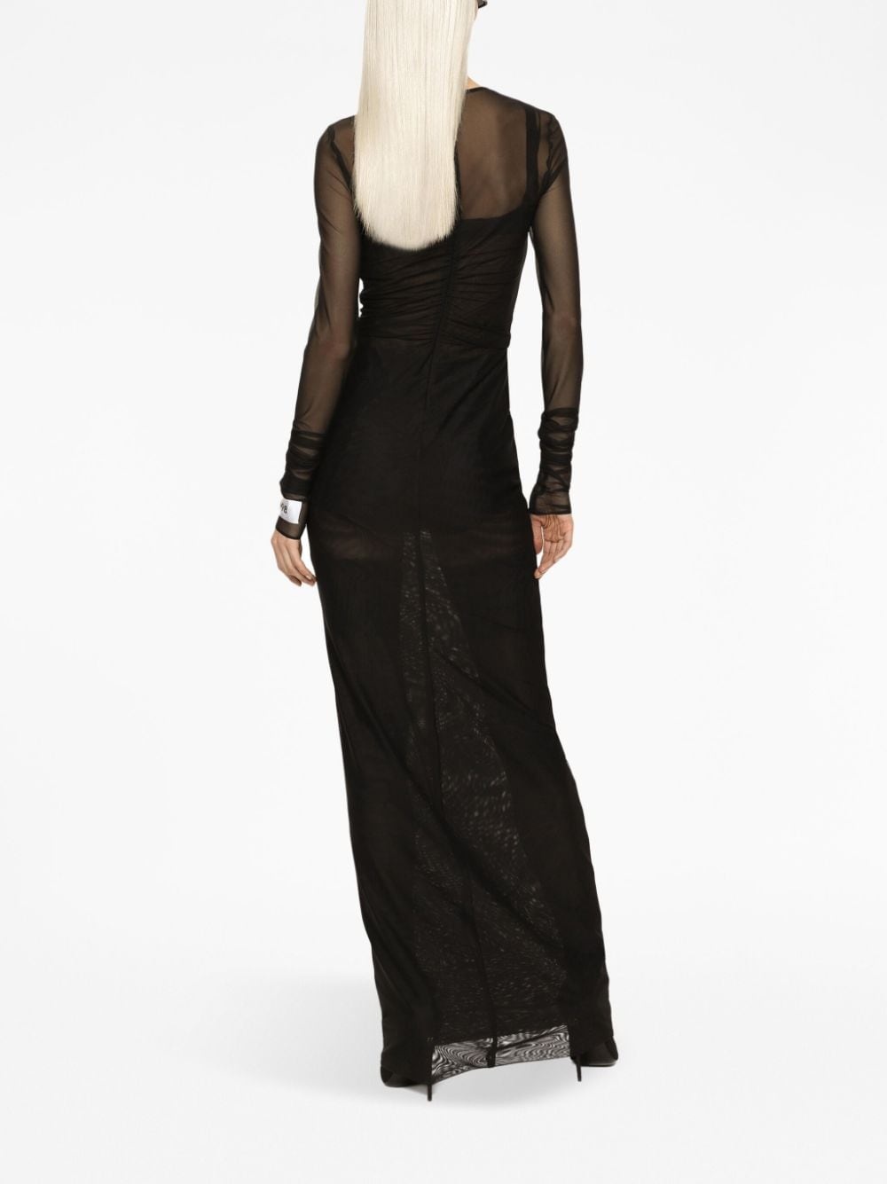cross-embellished tulle long dress - 4