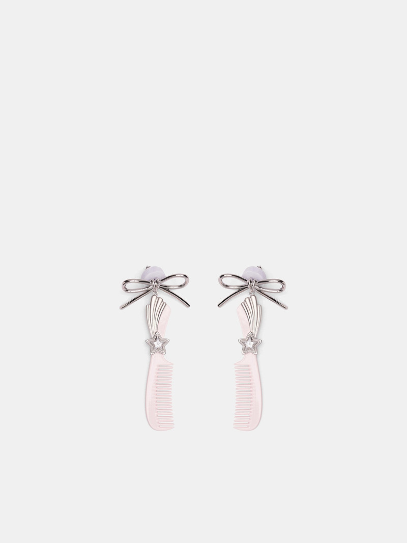 Pink Hair Comb Earrings 1