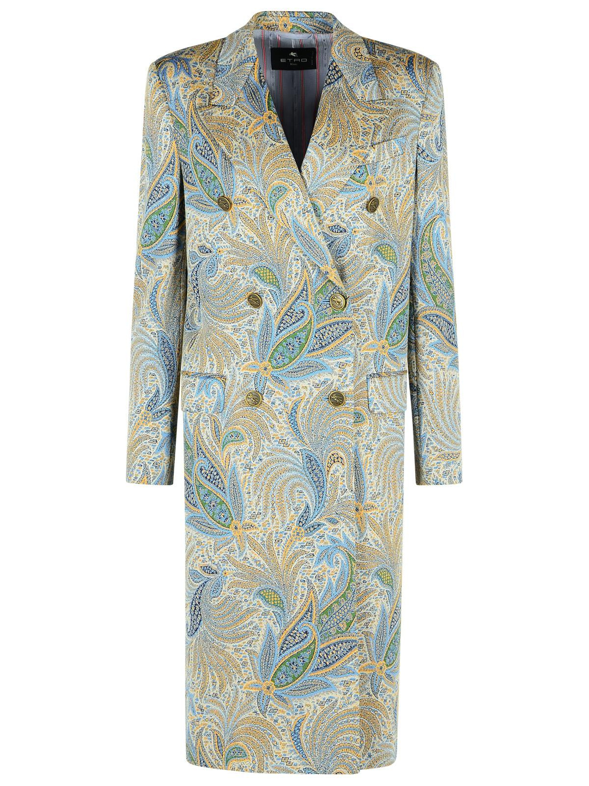 Etro Light Blue Polyester Blend Coat Women - 1