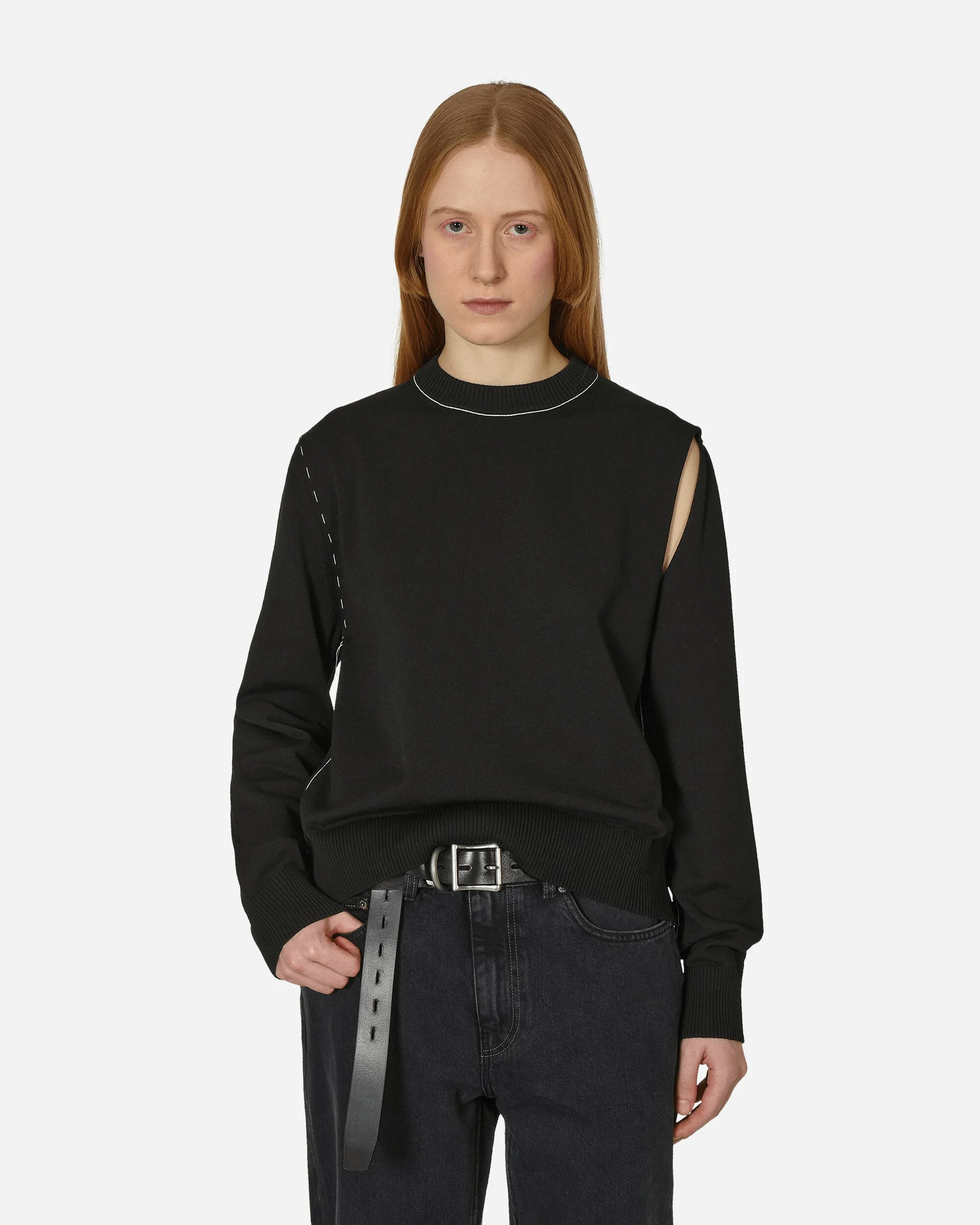 Deconstructed Crewneck Sweater Black - 1