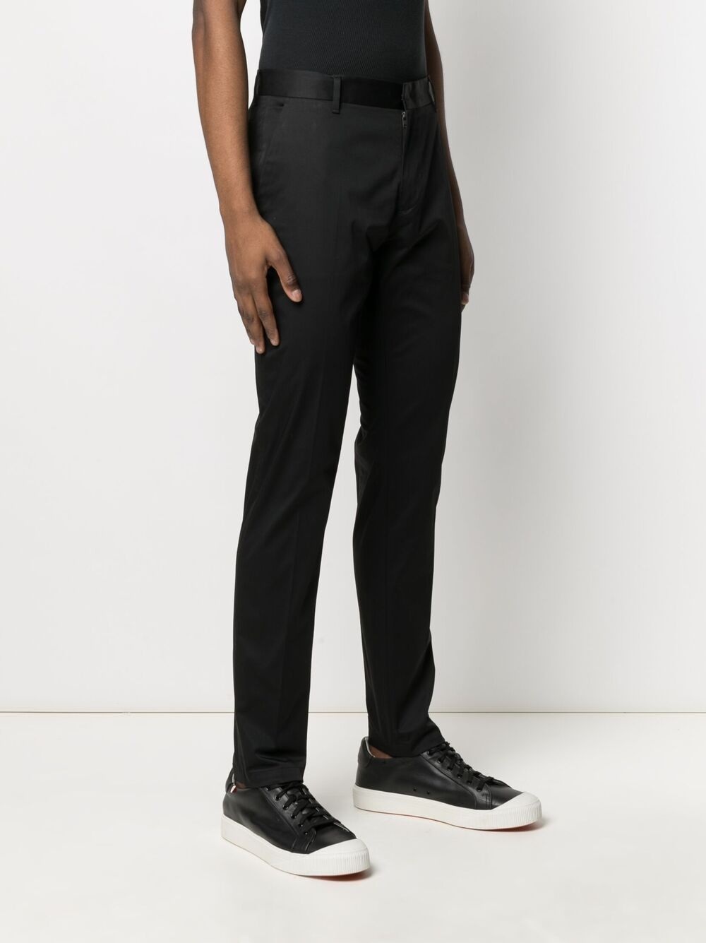 satin waistband slim-fit trousers - 3