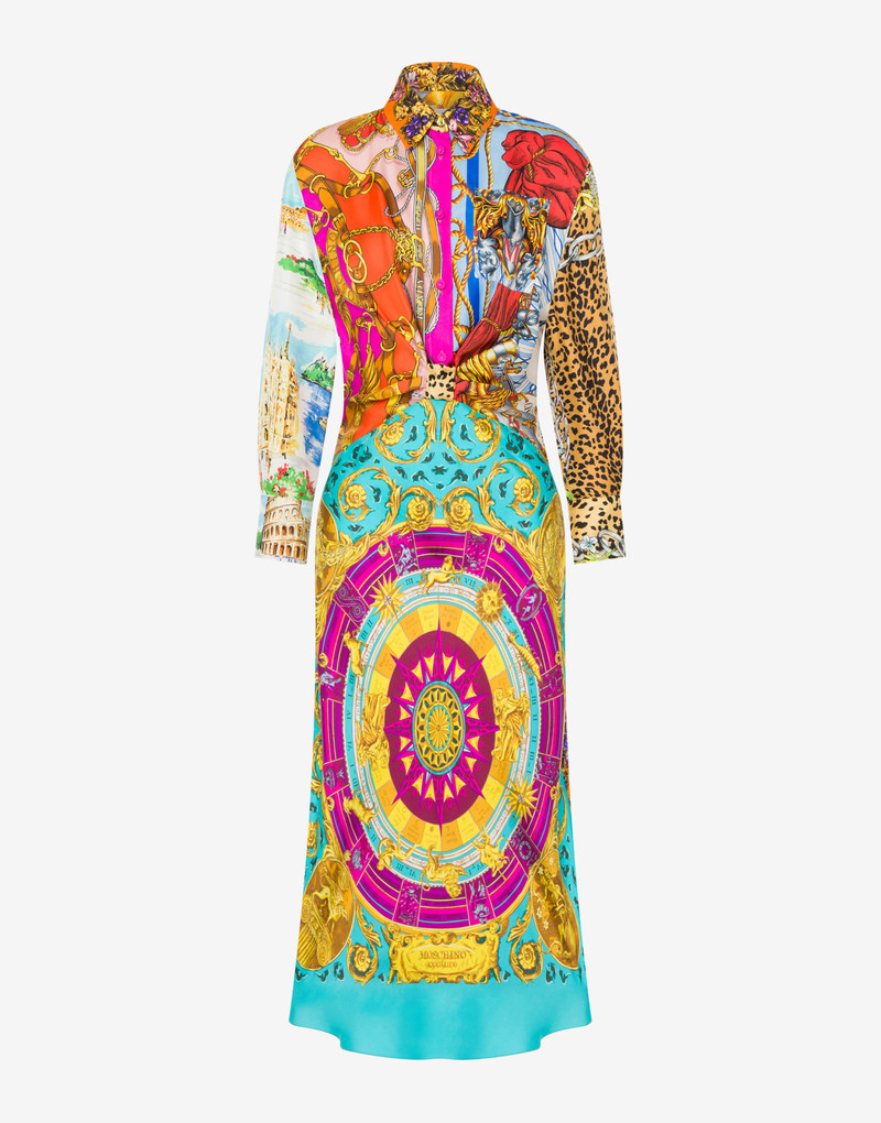 SCARF PRINT TWILL DRESS 1