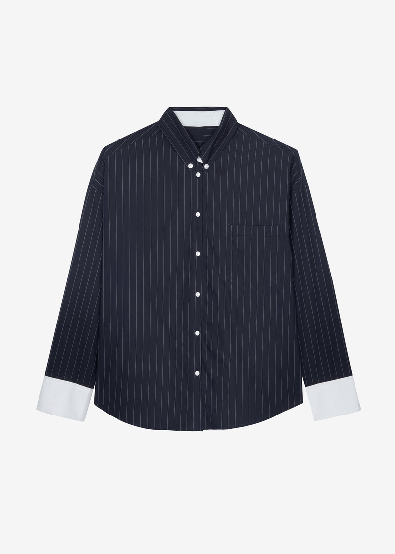 Lorna Shirt - Navy/White Pinstripe 1
