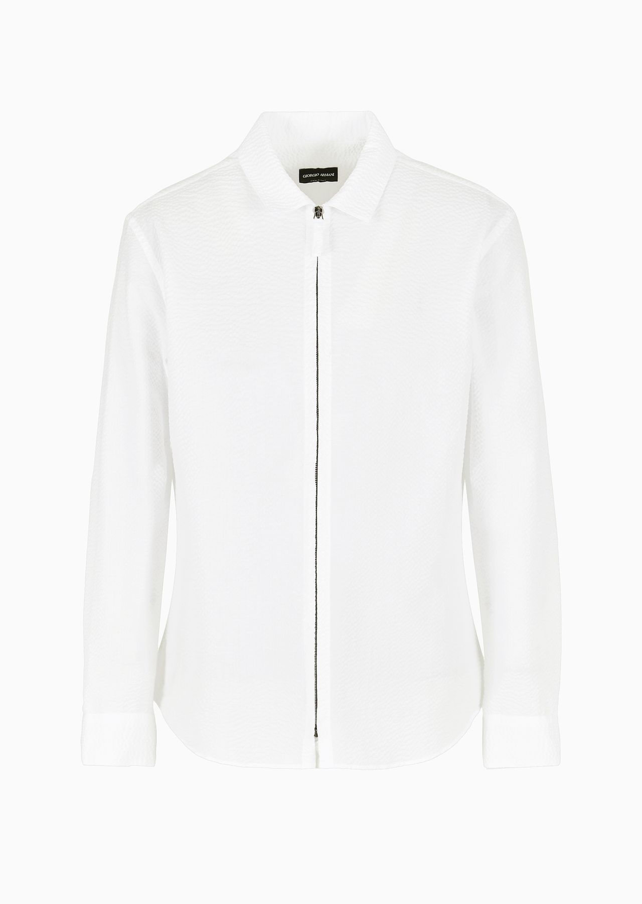 Zipped, cotton-seersucker shirt - 1