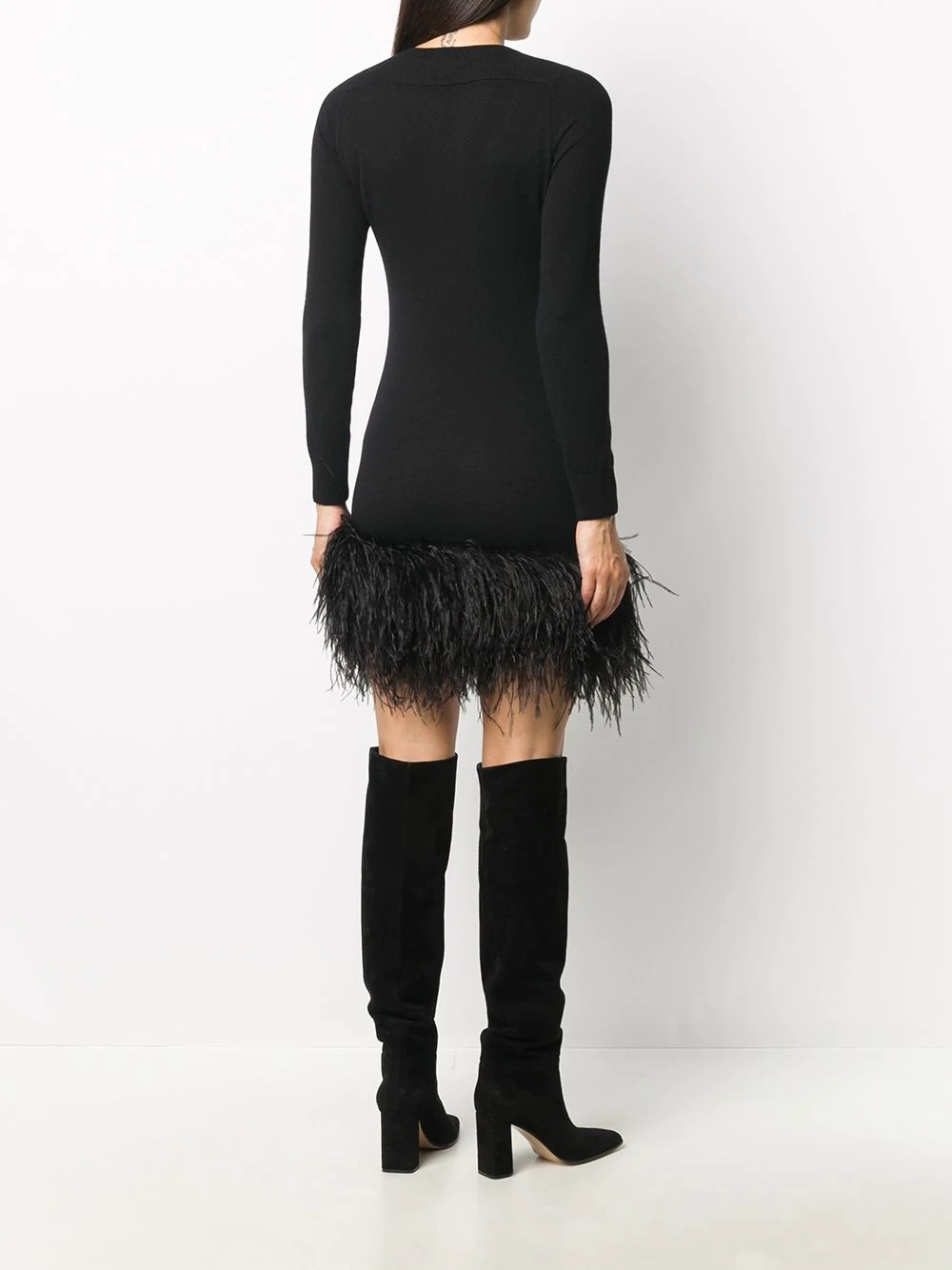 feather hem mini dress - 4