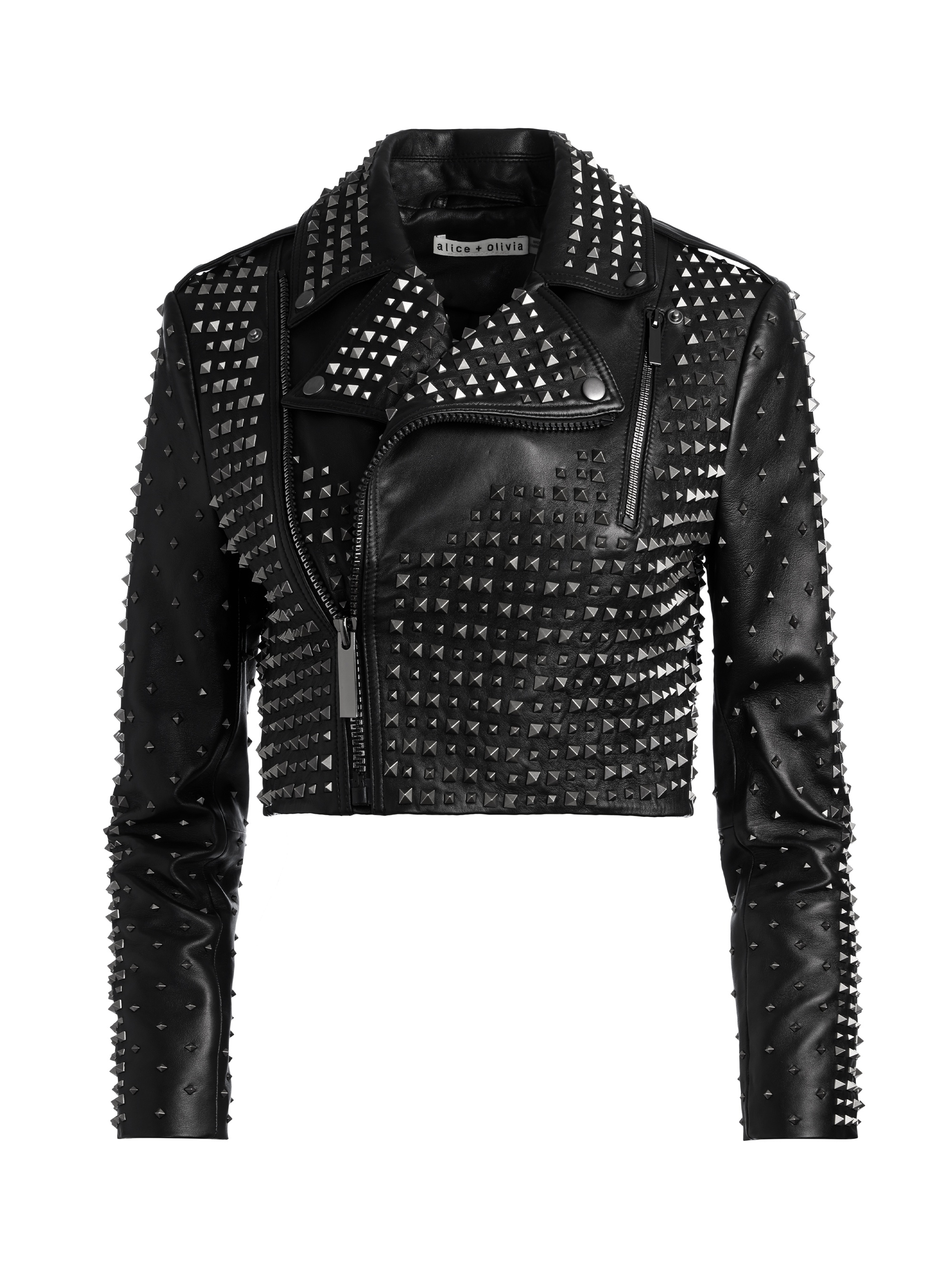 KRISHNA CROPPED MOTO LEATHER JACKET - 1