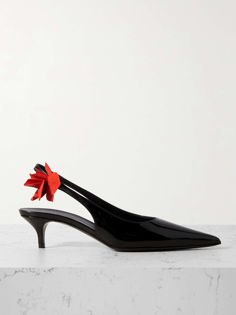 Appliquéd patent-leather slingback pumps - 1