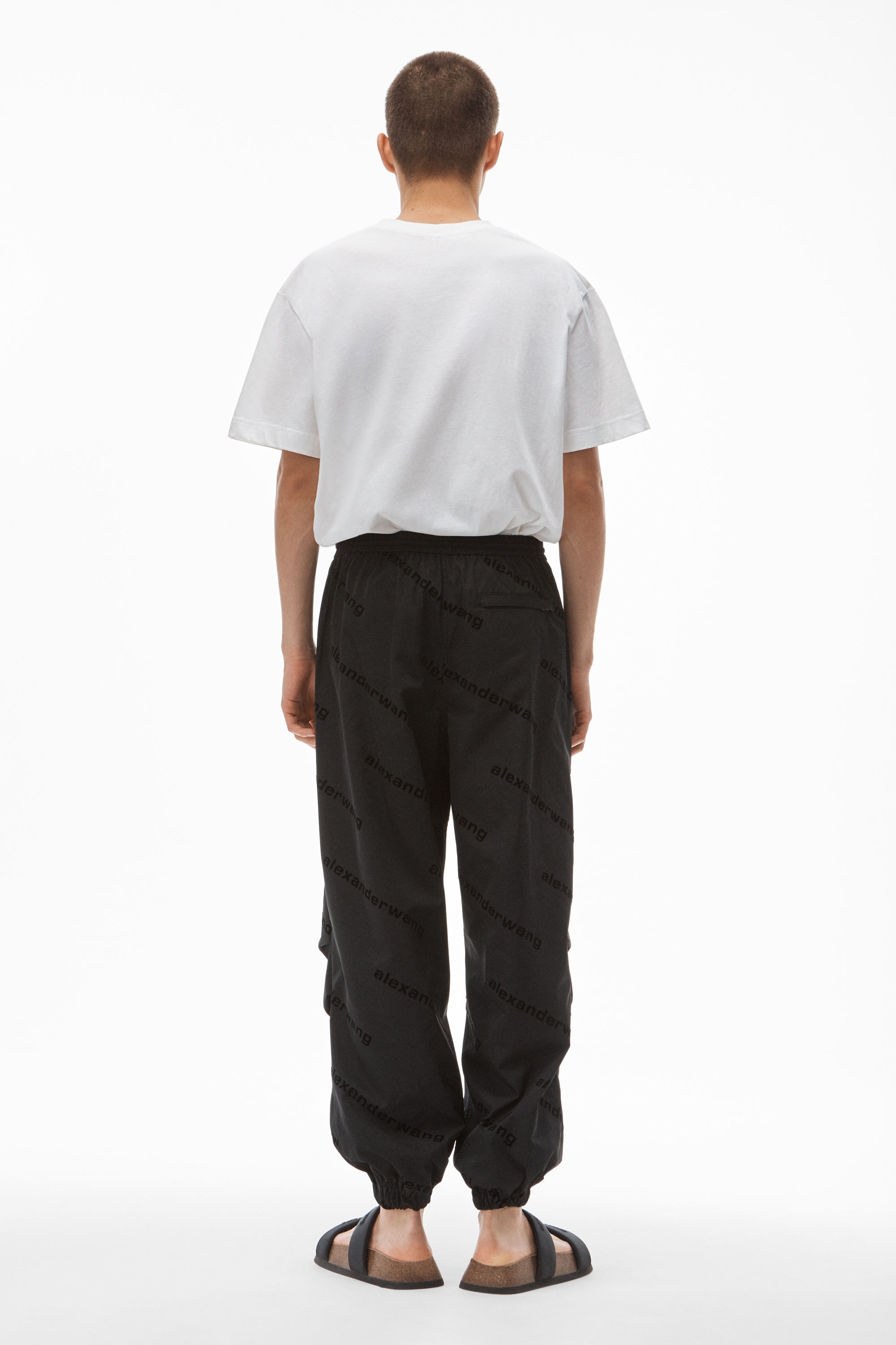 FLOCKED LOGO TRACK PANT IN TAFFETA - 6