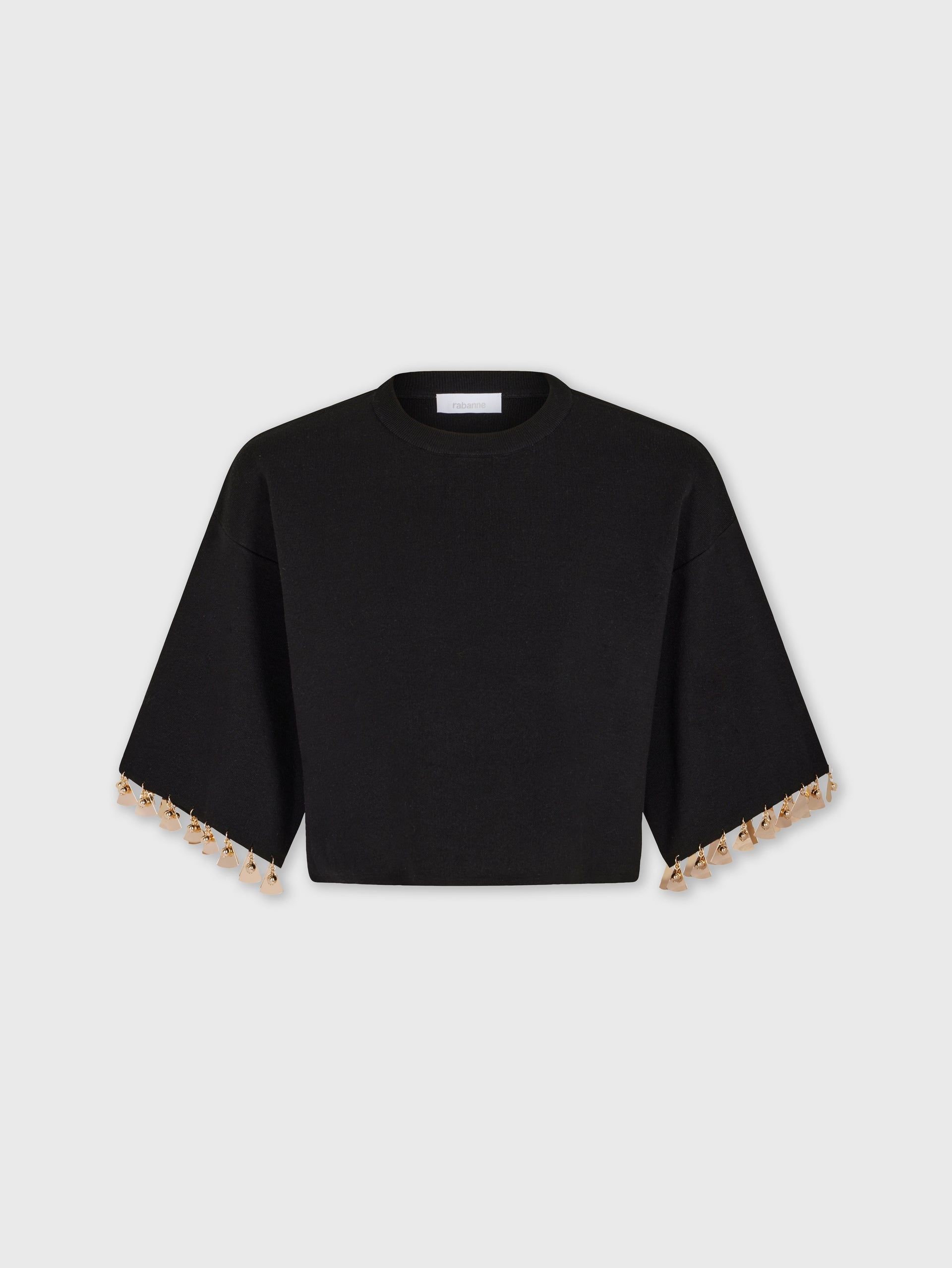 BLACK CROP JUMPER IN COTTON AND SILK KNIT - 2