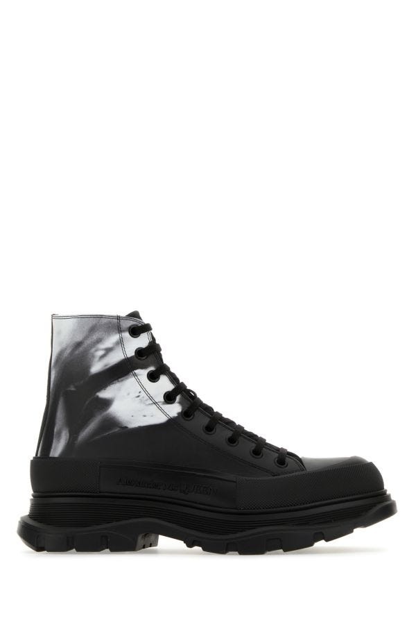 ALEXANDER MCQUEEN Printed Leather Tread Slick Sneakers - 1