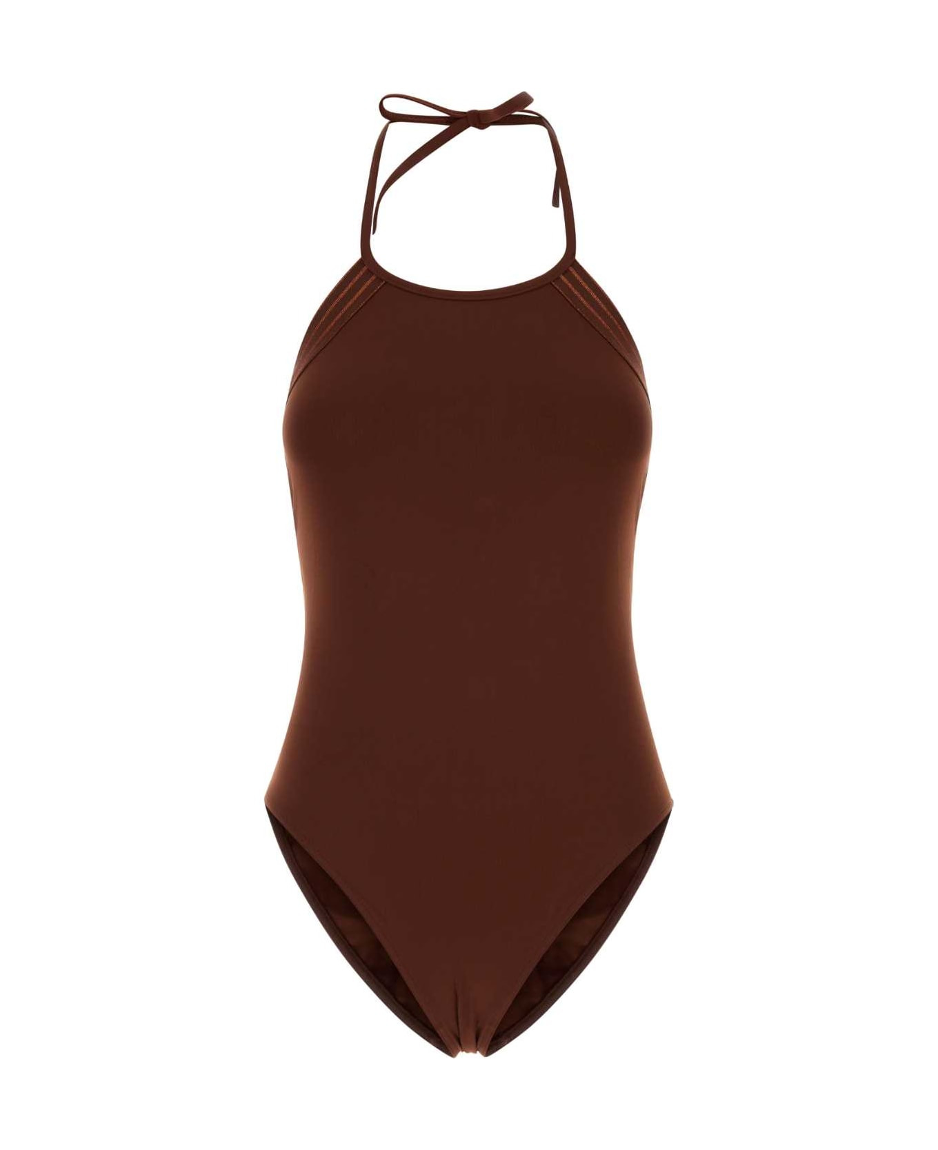 Brown Stretch Nylon Numero Swimsuit - 1