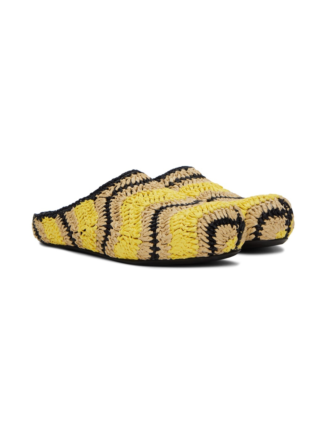 Yellow & Beige No Vacancy Inn Edition Fussbett Sabot Mules - 4
