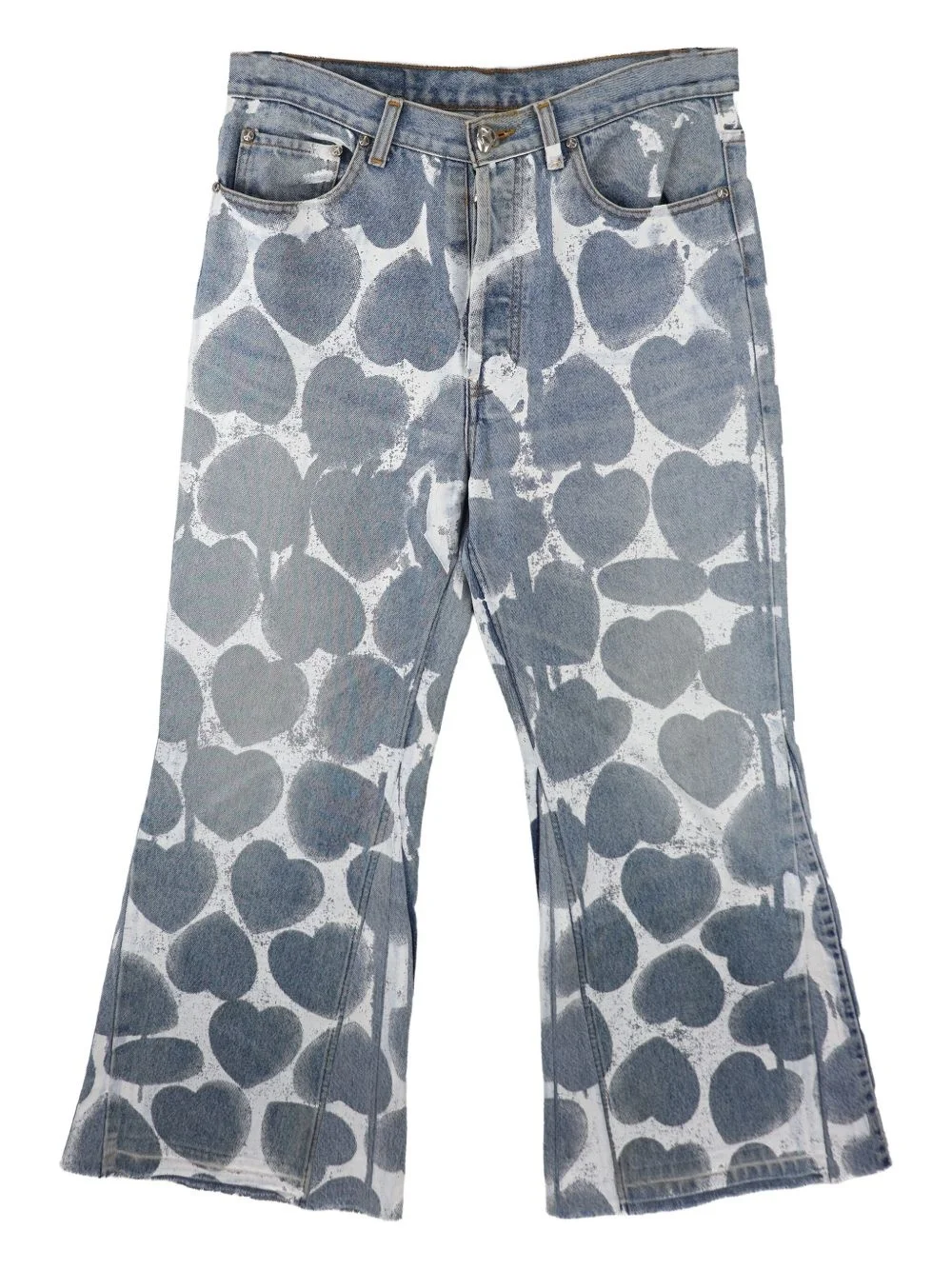 heart-printed jeans - 1