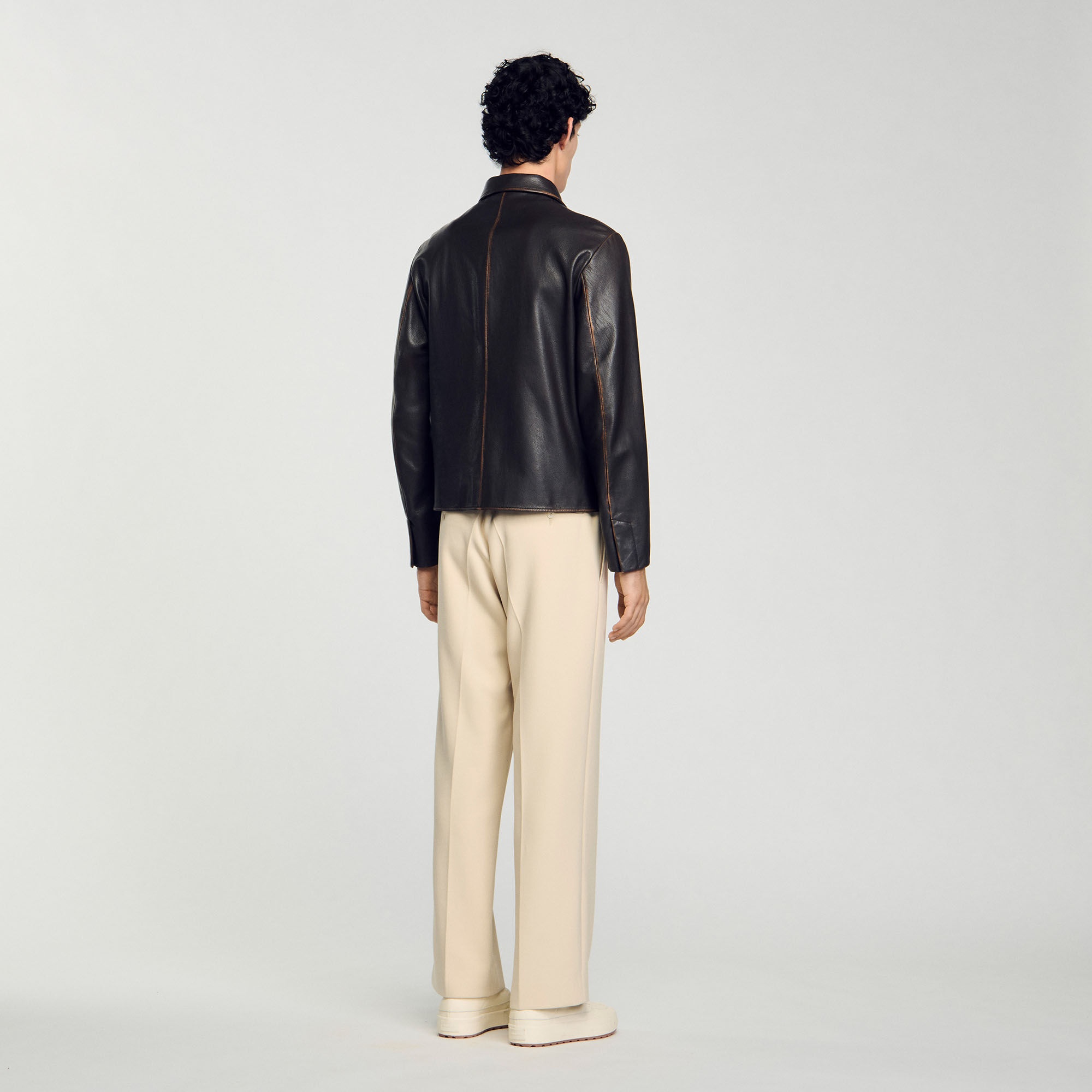 DISTRESSED-LOOK LEATHER JACKET - 5