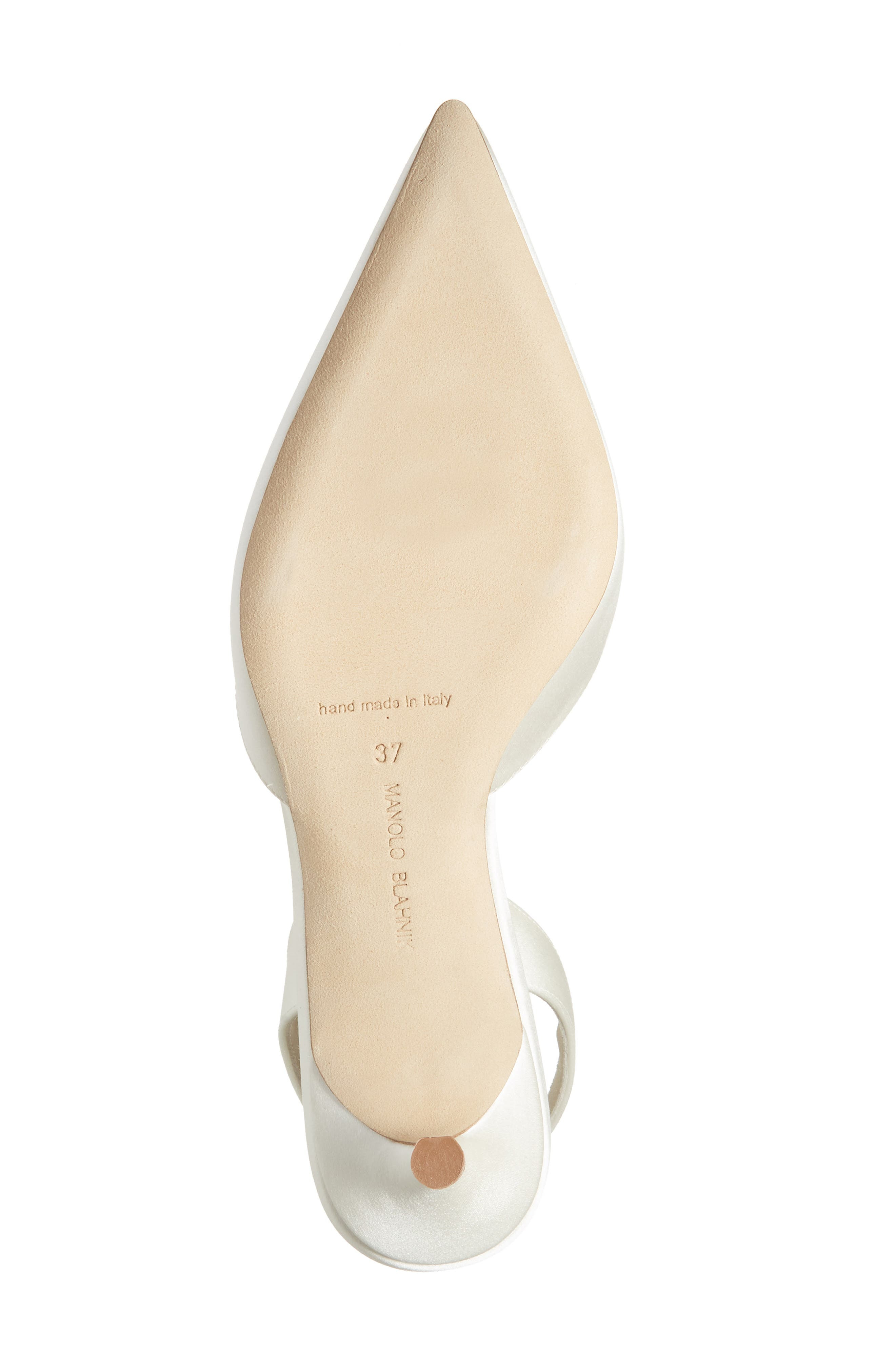Manolo Blahnik Carolyne Bridal Pointed Toe Slingback Pump in Cream at Nordstrom - 6