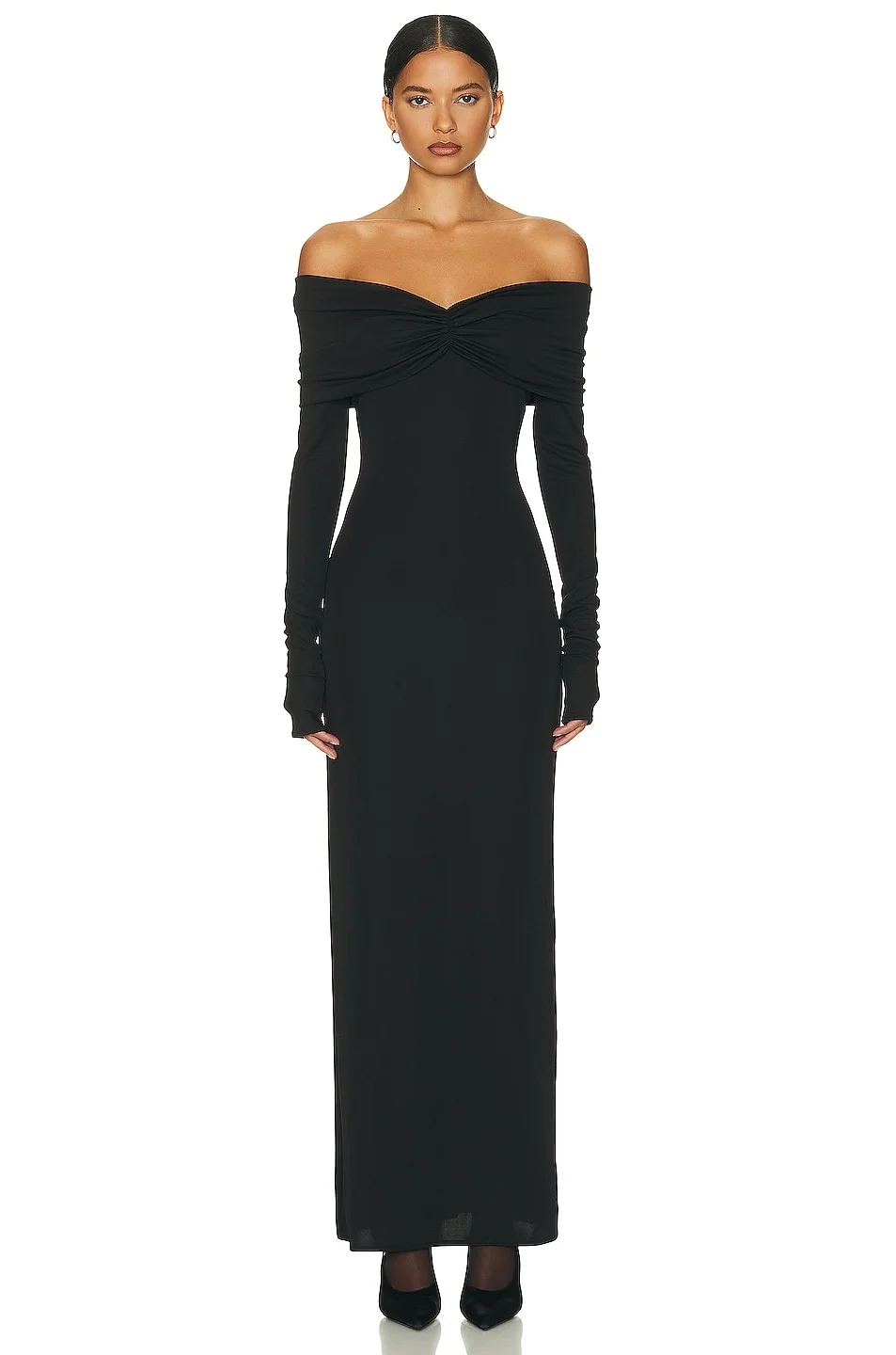 Matte Jersey Off Shoulder Maxi Dress - 1