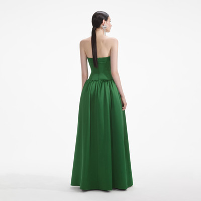 self-portrait Green Satin Bandeau Maxi Dress outlook