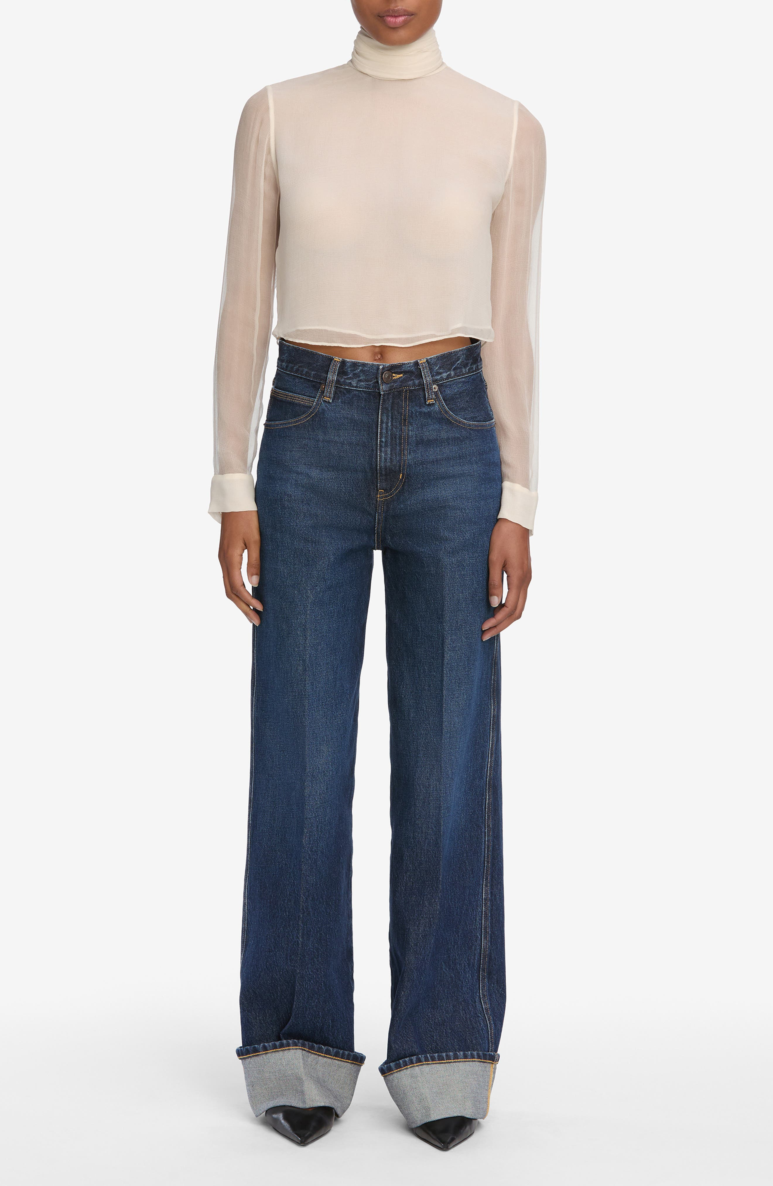 FRAME The Cuffed Wide Leg Jeans in Spencer at Nordstrom - 5