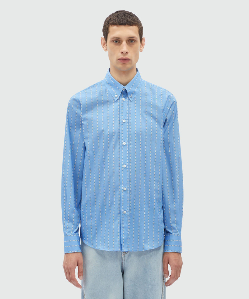 MSGM Shirt in light blue poplin and "TheMwave" striped pattern outlook