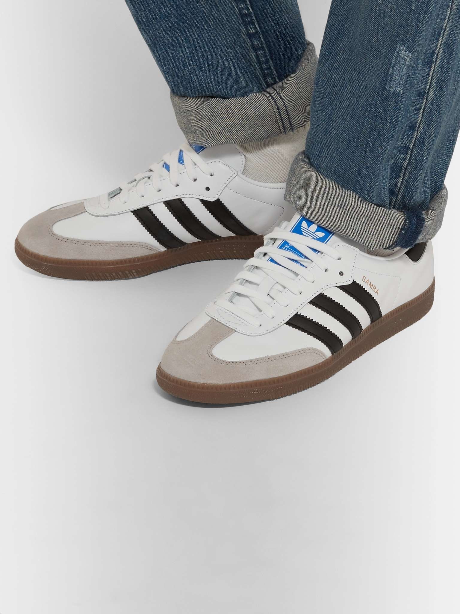 Samba Suede-Trimmed Leather Sneakers - 3
