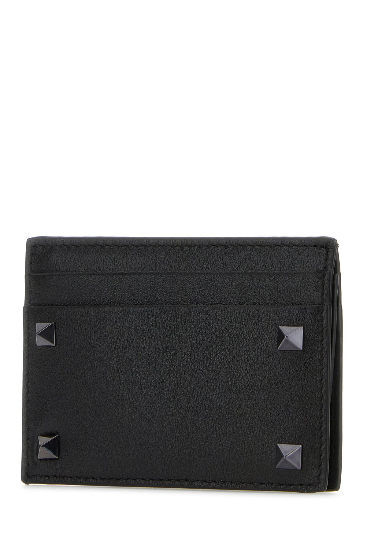 Black leather Rockstud card holder - 2