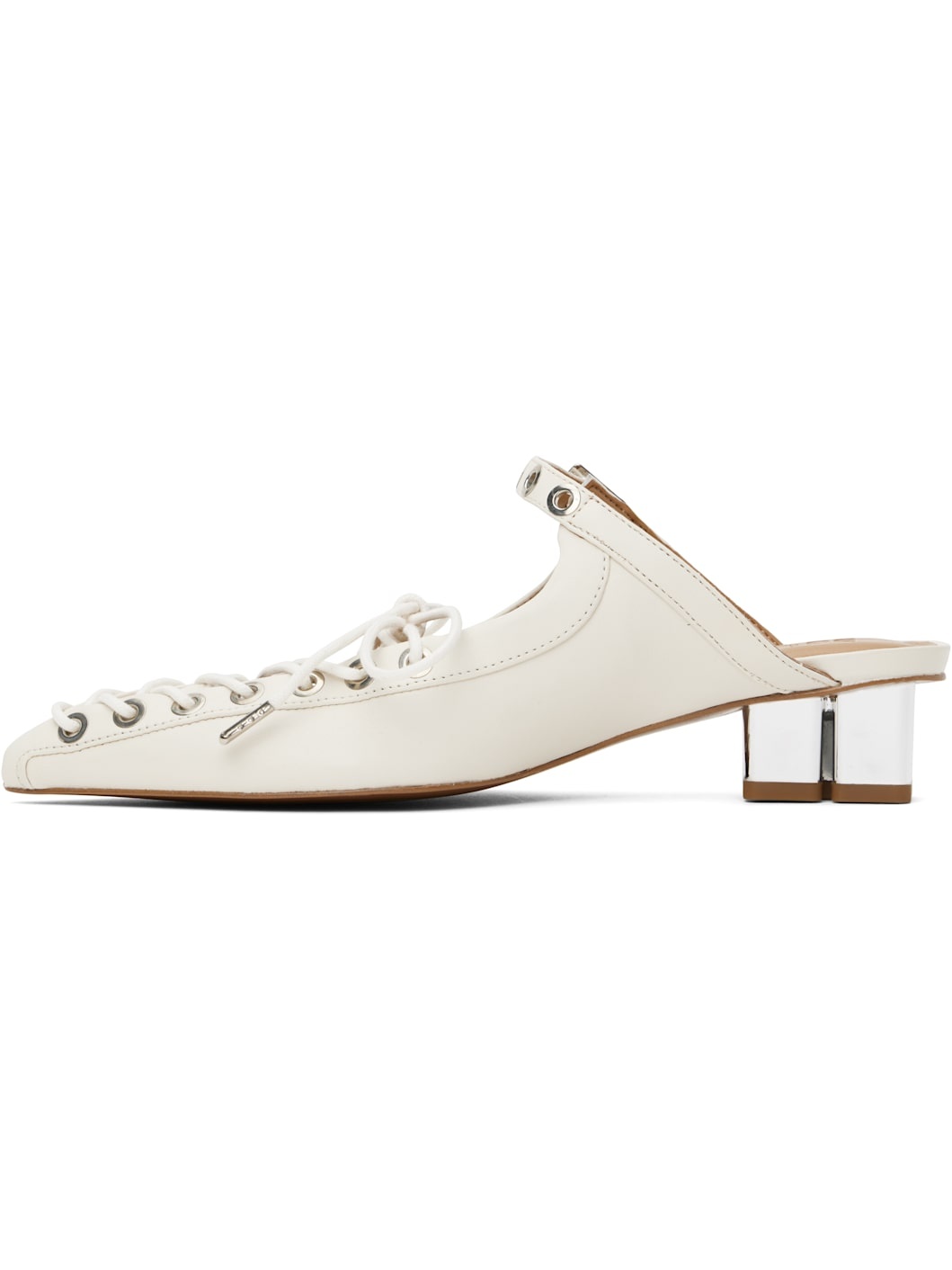 Off-White Lace-Up Mules - 3