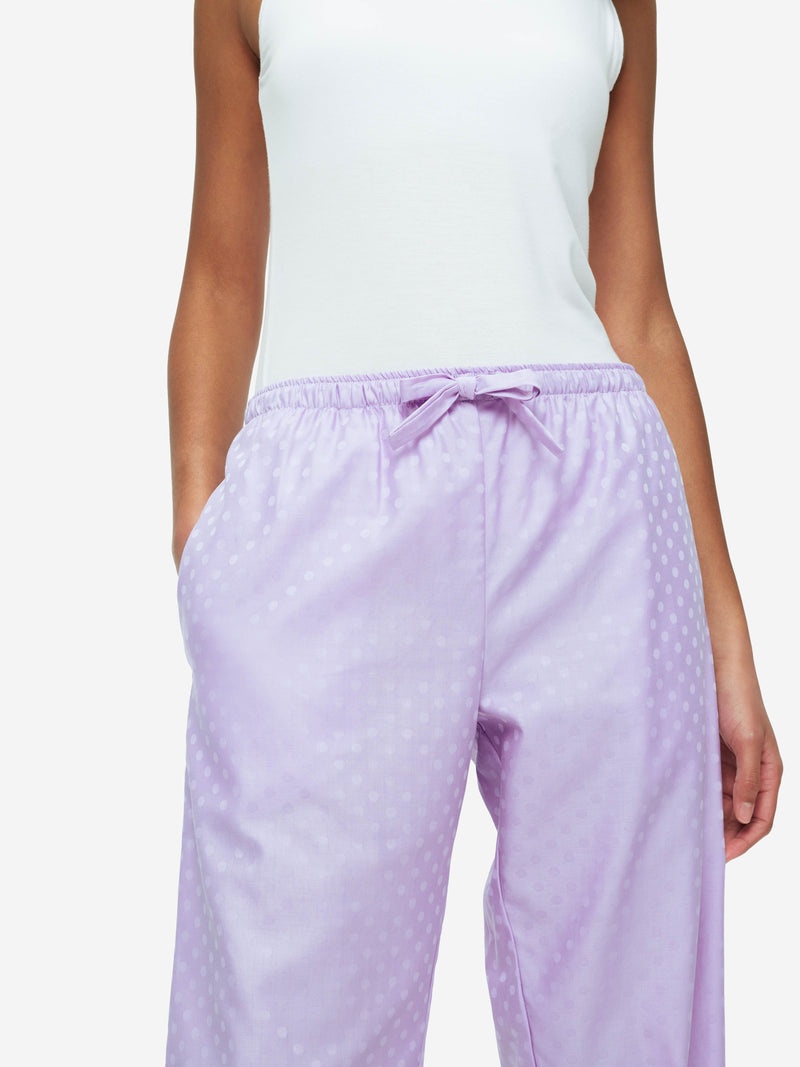 Women's Lounge Trousers Kate 7 Cotton Jacquard Lilac - 5