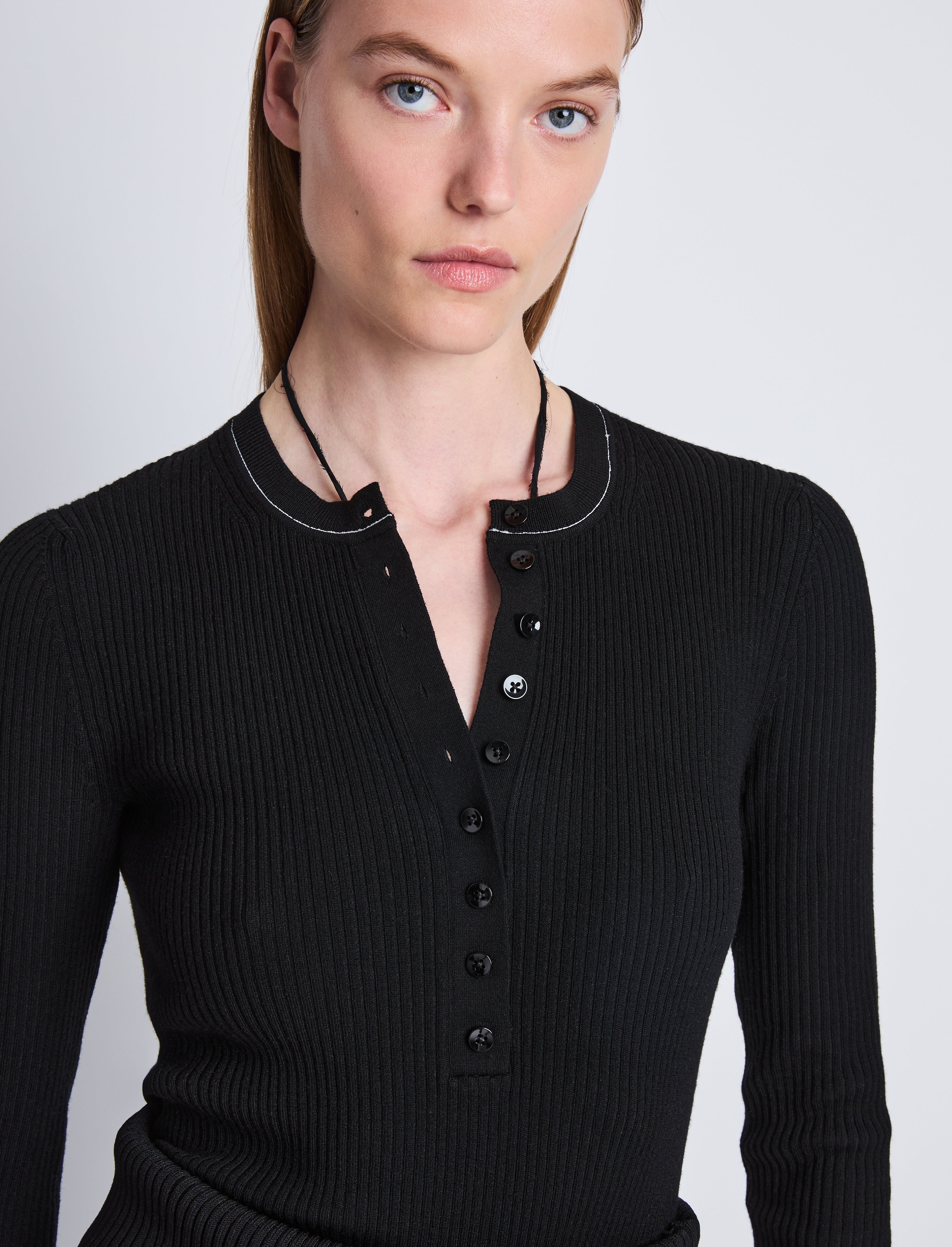 Agnes Henley Sweater in Superfine Wool Merino - 6