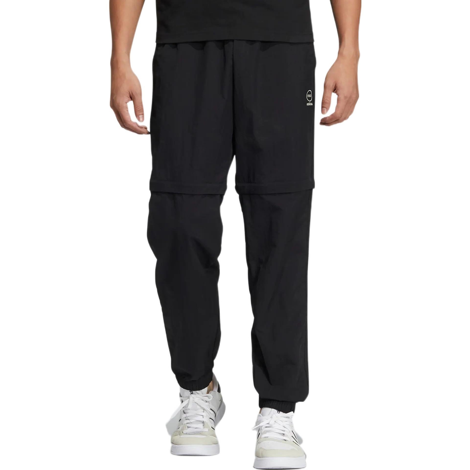 Men's adidas neo SW 2N1 TP Woven Bundle Feet Detachable Sports Pants/Trousers/Joggers Black HC9734 - 3