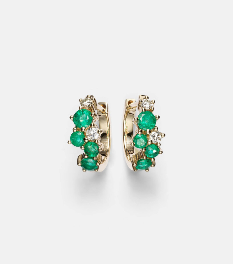 x Wicked Emerald City 14kt gold huggies with emeralds and diamonds 1