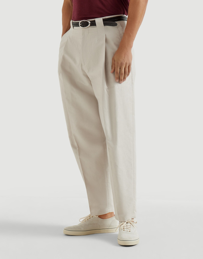 Cotton and linen panama trousers with pleat 2