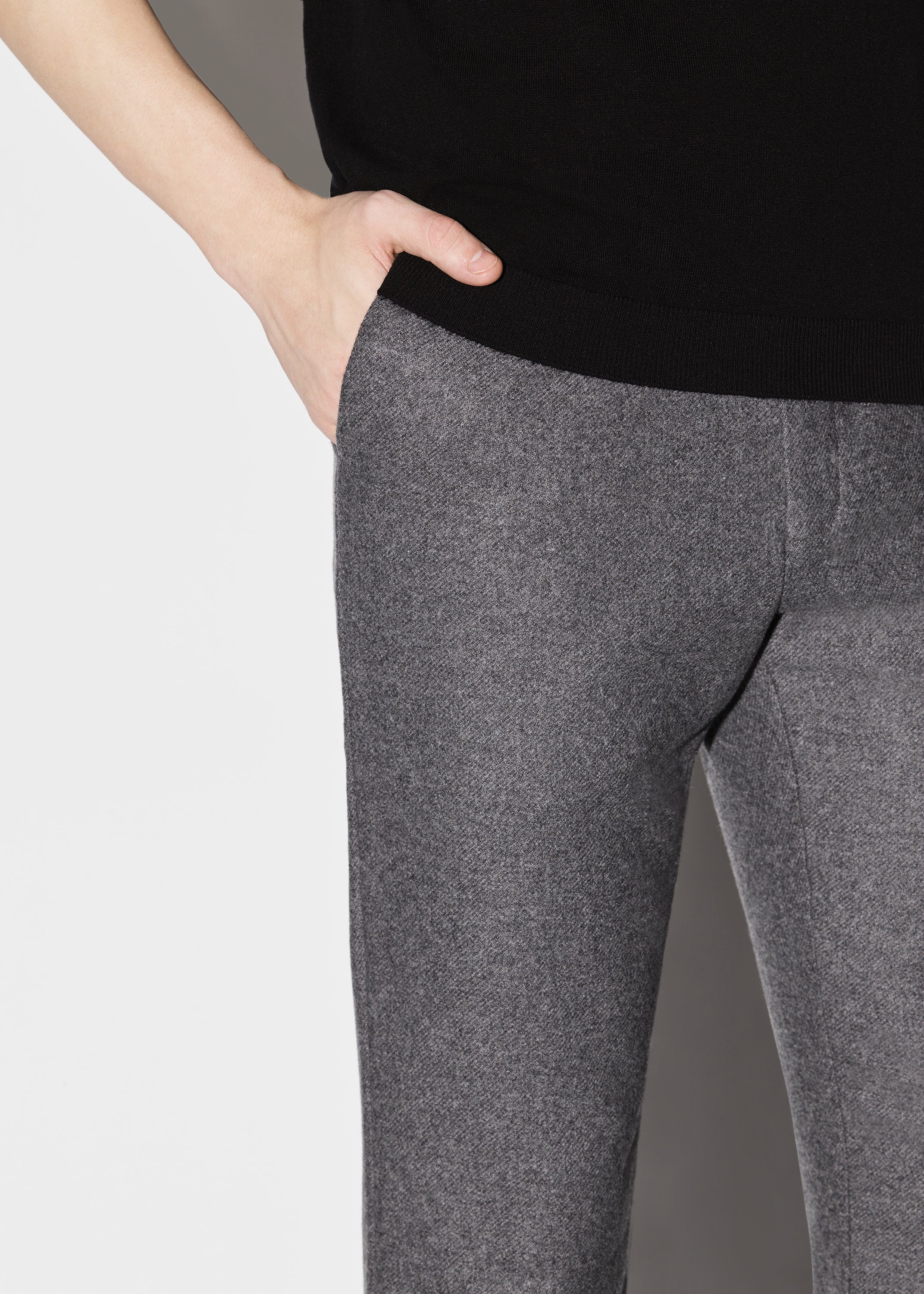 WOOL FLANNEL FLARE PANTS - 5