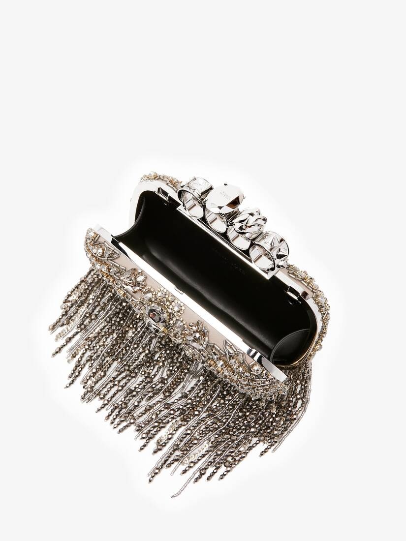 Women's Exploded Victorian Jewel Knuckle Clutch in Silver - 5