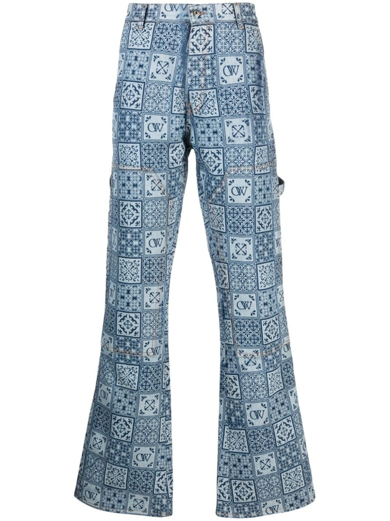 logo-print flared carpenter jeans 1
