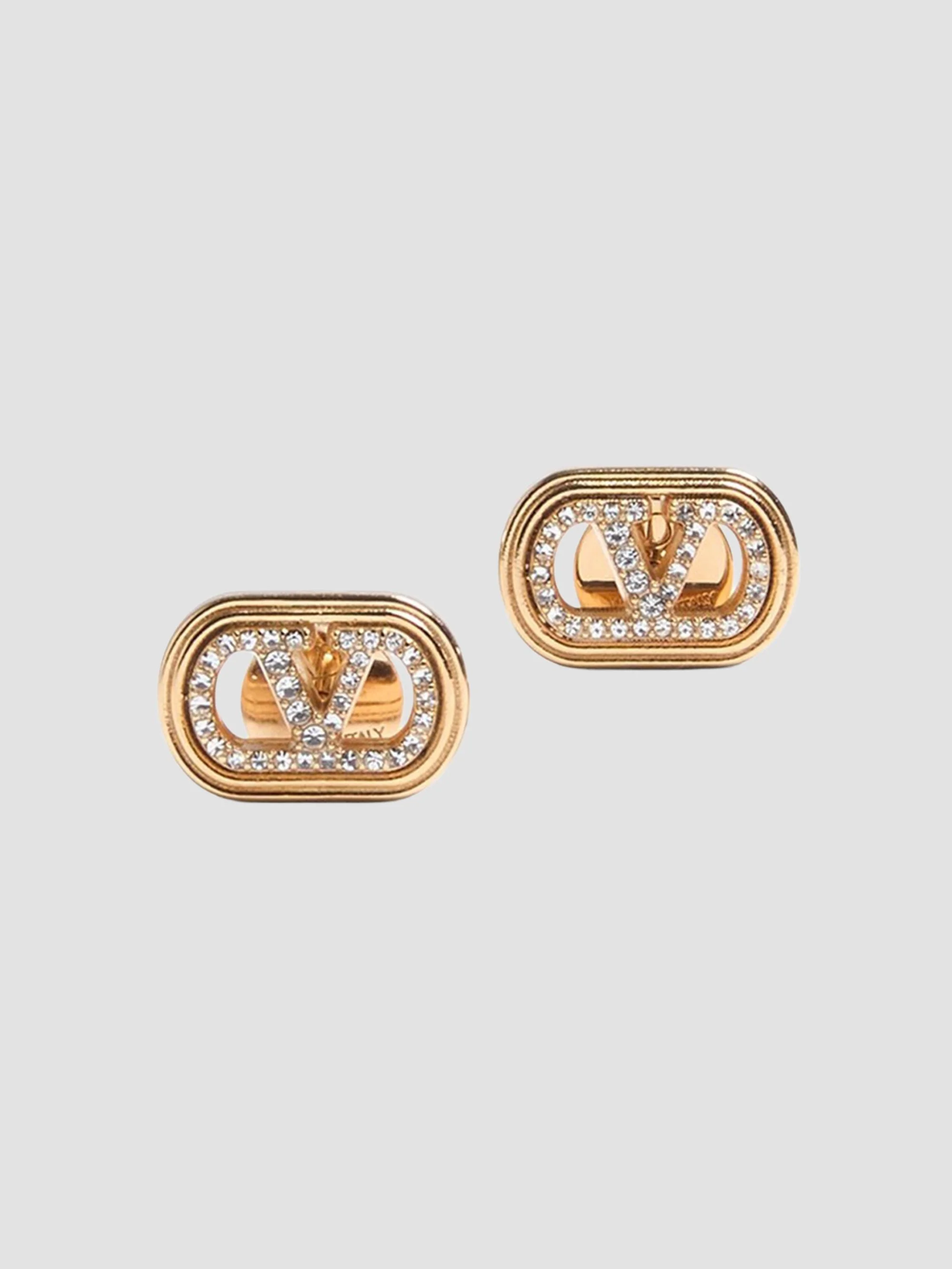 Women's Ovalette Earrings in Metal and Swarovski Crystals - Gold Crystal - 1