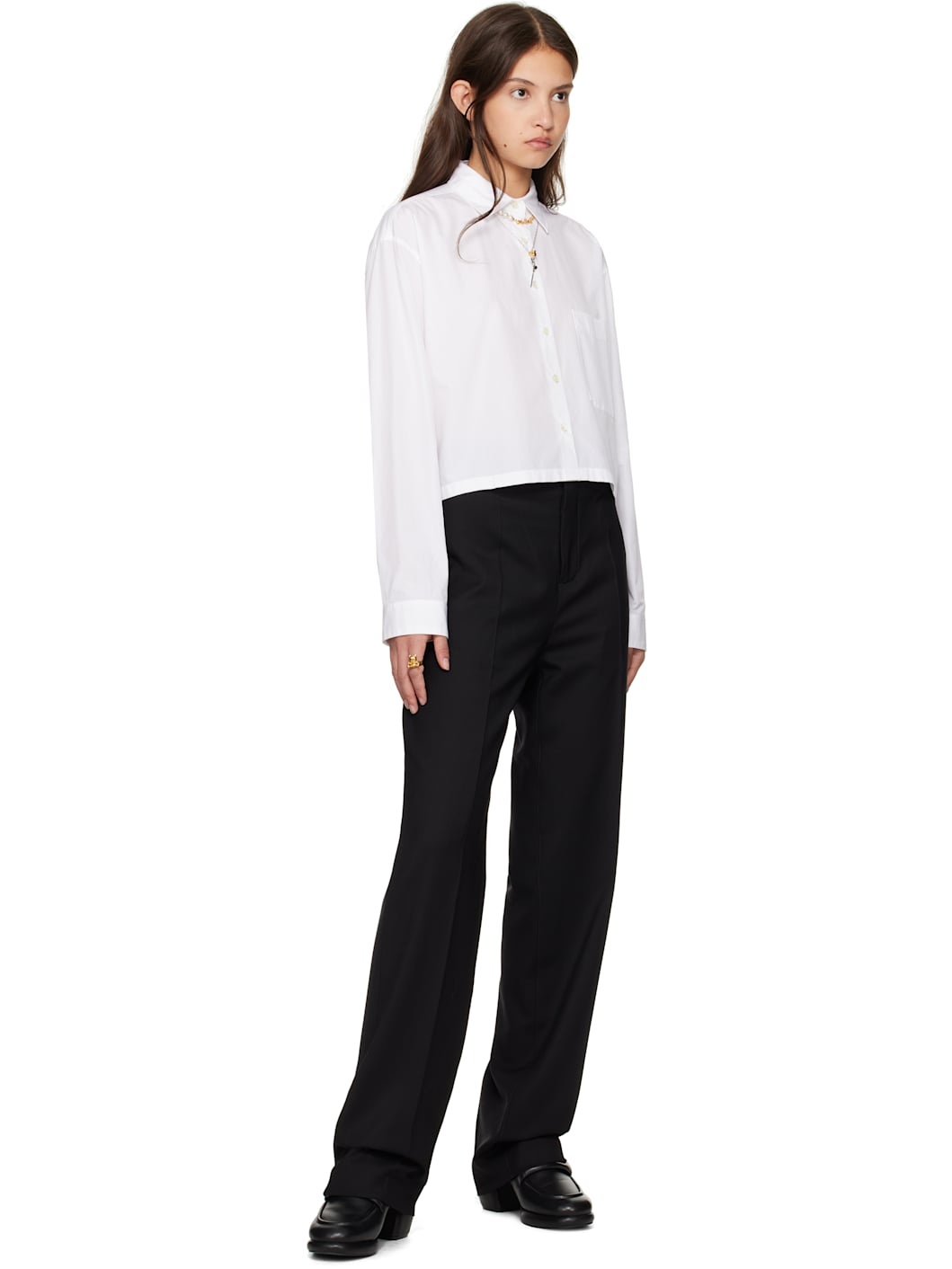 White Cropped Over Shirt - 4