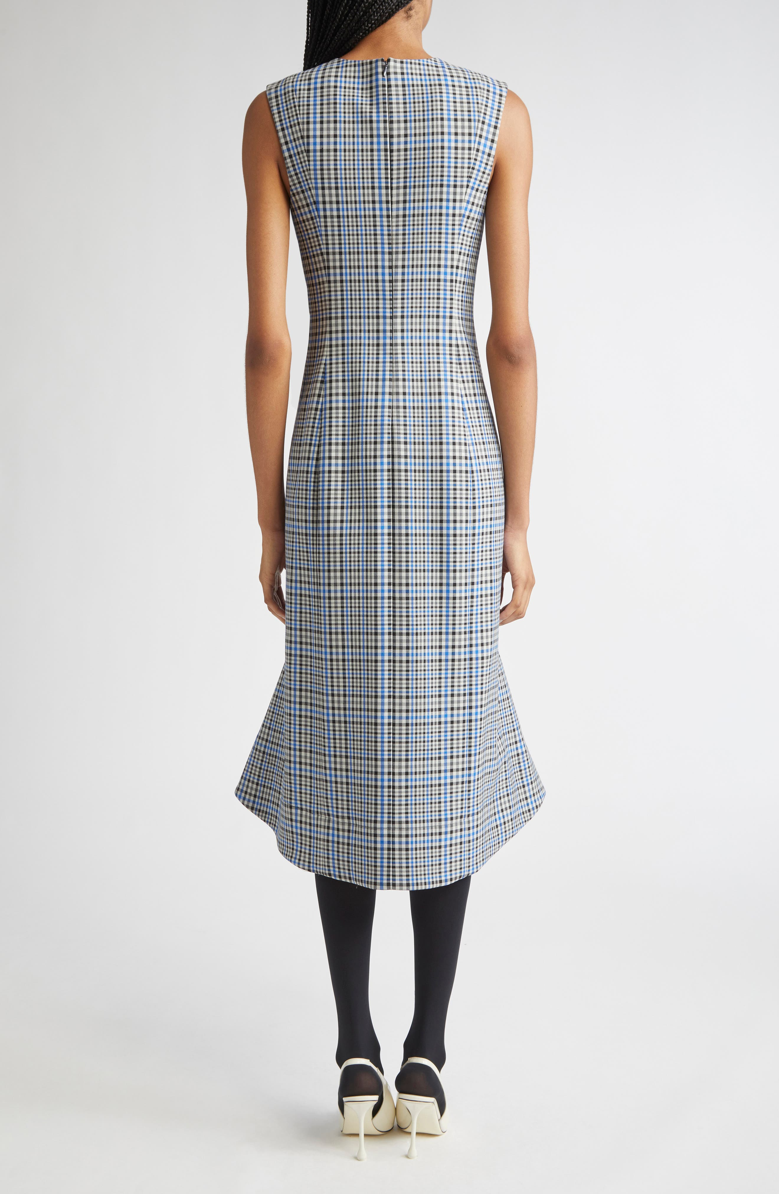 Proenza Schouler Bruna Plaid Midi Dress in Blue Multi at Nordstrom - 2