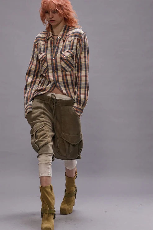 Slim Cowboy Shirt Cream-Grey-Orange - 3