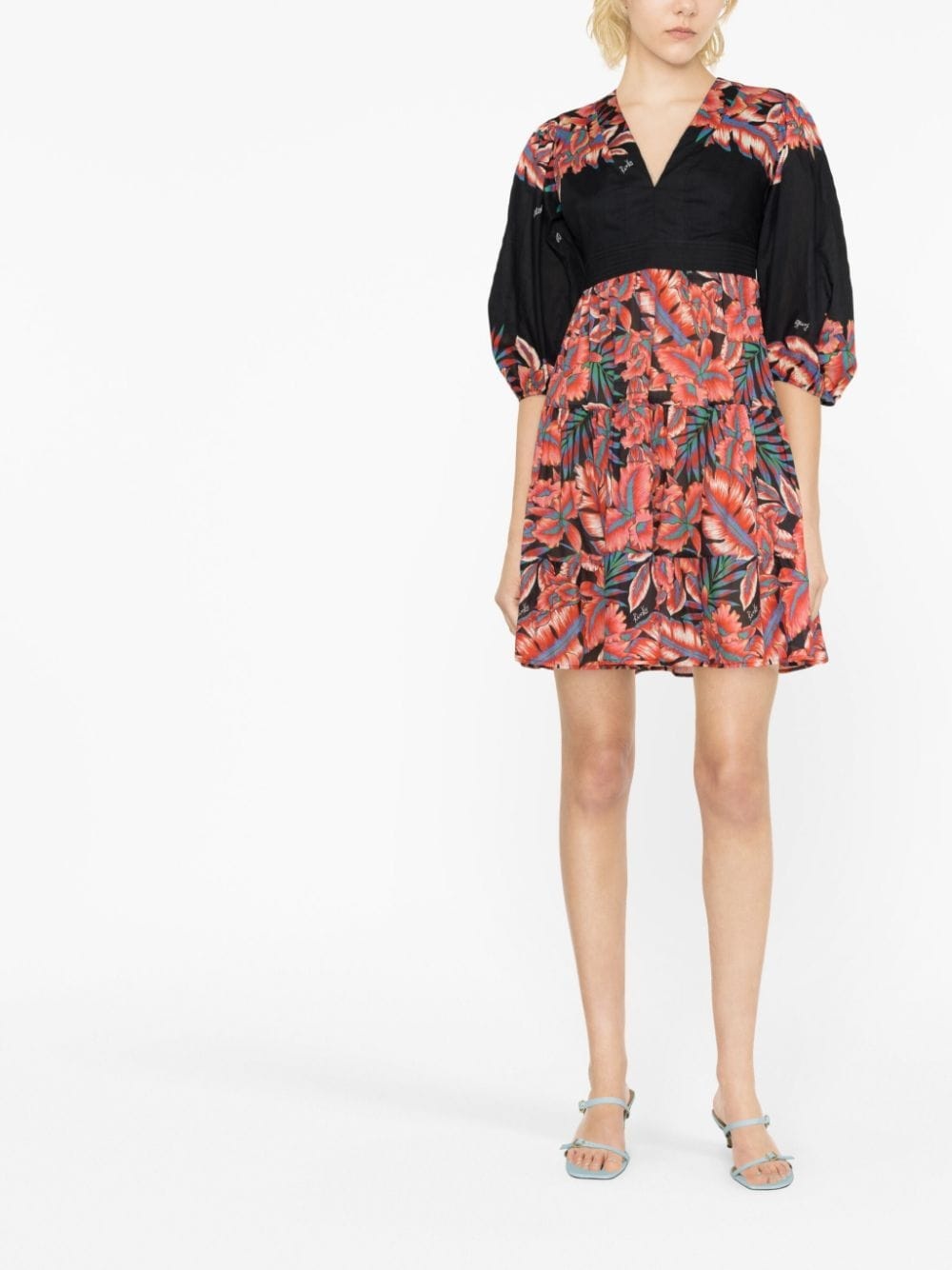 floral-print cotton minidress - 2